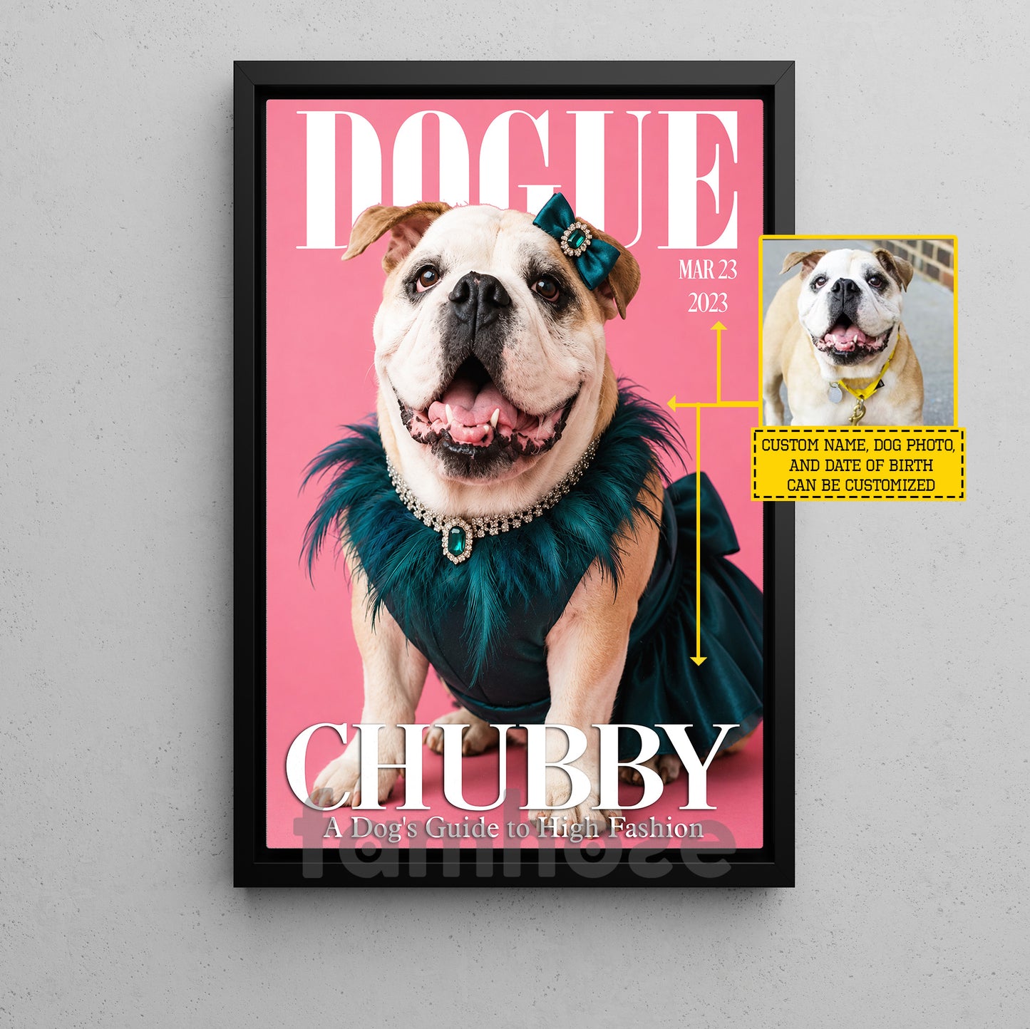 Funny Personalized Fashion Dog Canvas Painting, Dogue Wall Art Decor, Poster Gift For Dog Lover