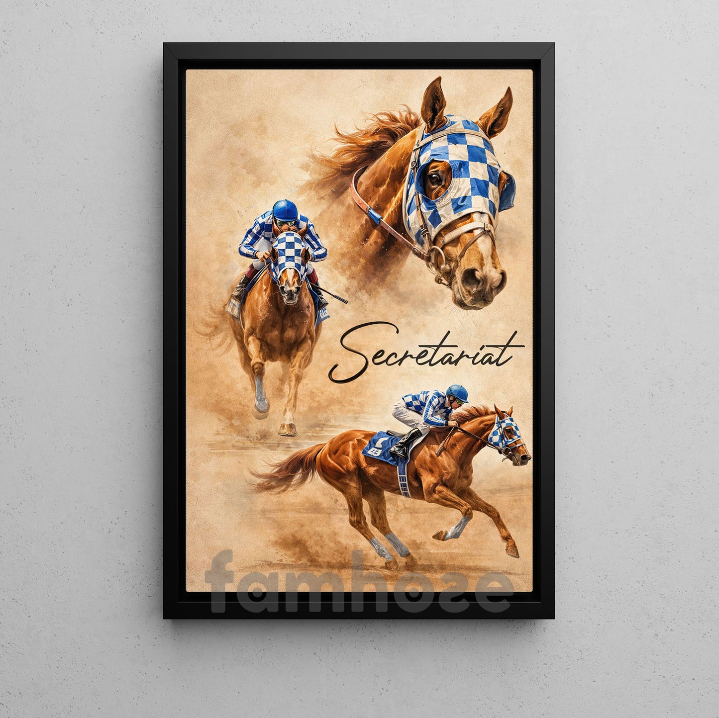 Secretariat Canvas Painting, 1973 Triple Crown Champion Wall Art Decor, Poster Gift For Horse Racing Lovers