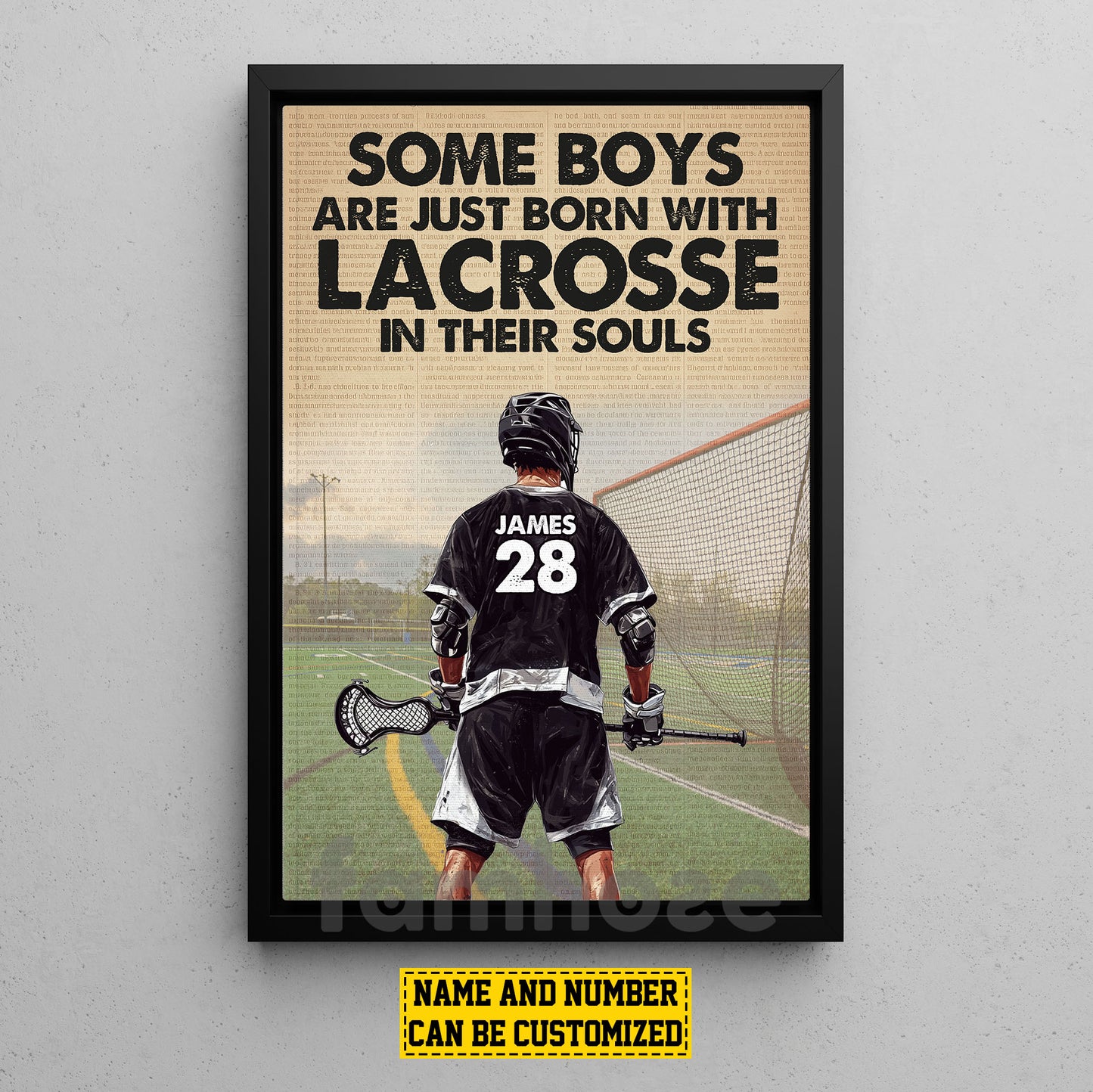 Personalized Lacrosse Boy Canvas Painting, Some Boys Are Just Born With Lacrosse In Their Souls Sports Wall Art Decor, Poster Gift For Lacrosse Lovers