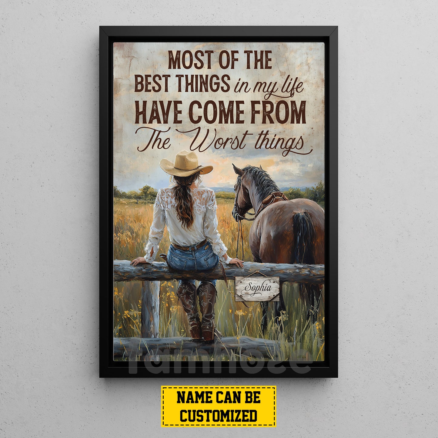 Personalized Cowgirl Canvas Painting, Most Of The Best Things Wall Art Decor, Poster Gift For Cowgirl