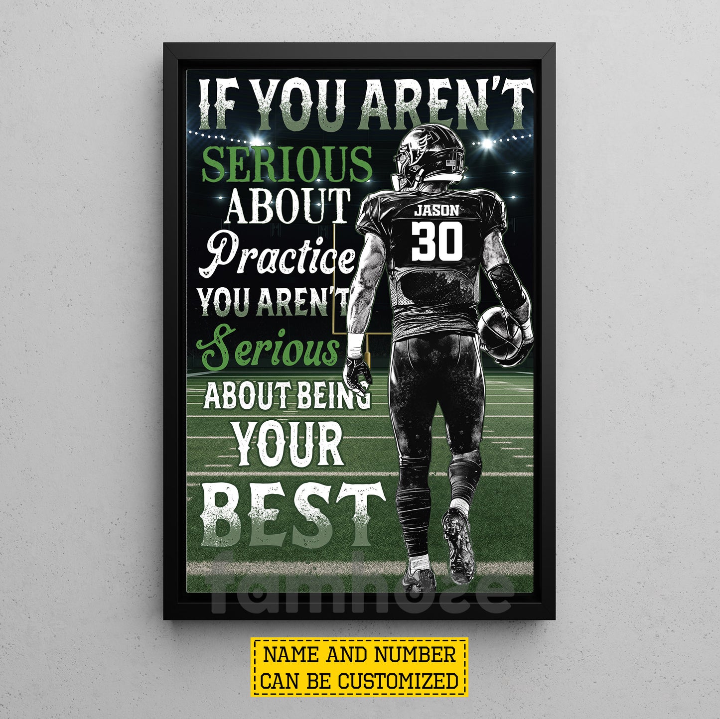 Motivational Personalized Football Canvas Painting, Being Your Best Sport Wall Art Decor, Poster Gift For Football Lovers