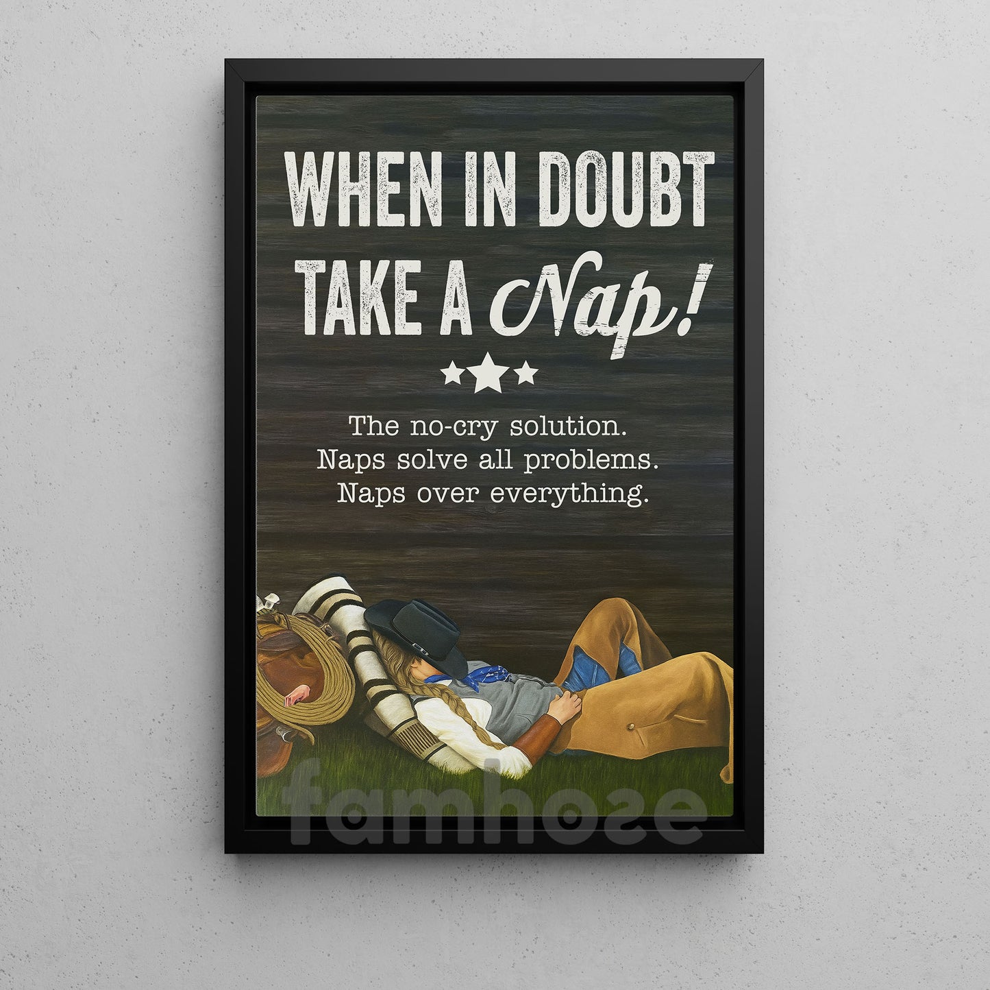 Funny Cowgirl Canvas Painting, When In Doubt Take A Nap Wall Art Decor, Poster Gift For Cowgirl To Decor Bedroom
