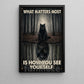 Motivational Black Cat Canvas Painting, What Matters Most Is How You See Yourself Wall Art Decor, Poster Gift For Cat Lover