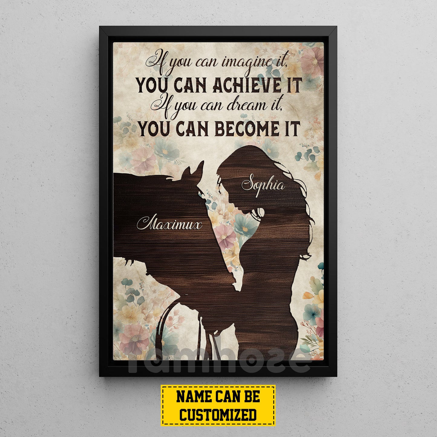 Personalized Horse Riding Girl Canvas Painting, If You Can Imagine It You Can Achieve It Wall Art Decor, Poster Gift For Horse Girl