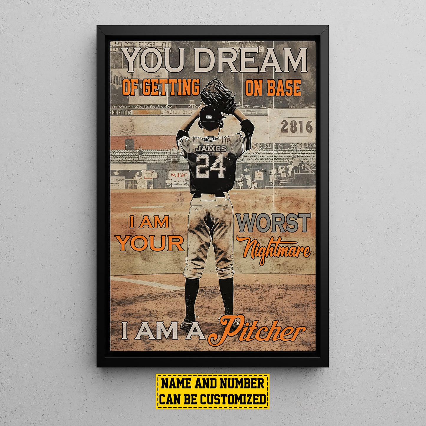 Cool Personalized Pitcher Baseball Canvas Painting, I Am A Pitcher Sports Wall Art Decor, Poster Gift For Pitcher Baseball Lovers