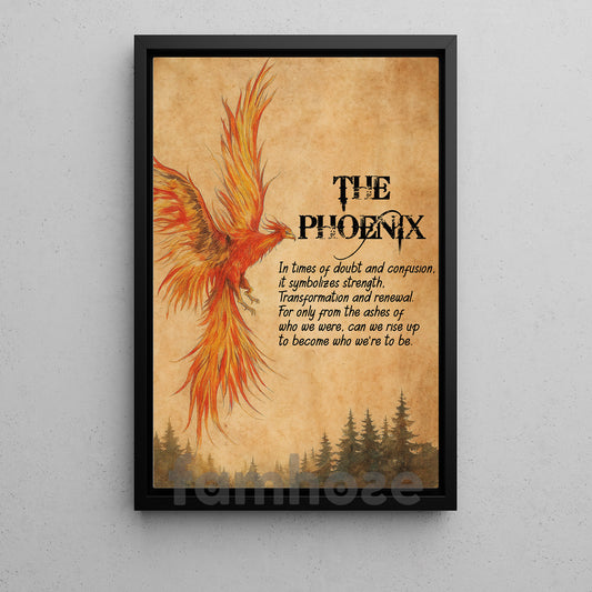 Phoenix Canvas Painting, Mythical Fire Bird Wall Art Decor, Poster Gift To Decor House Or Office