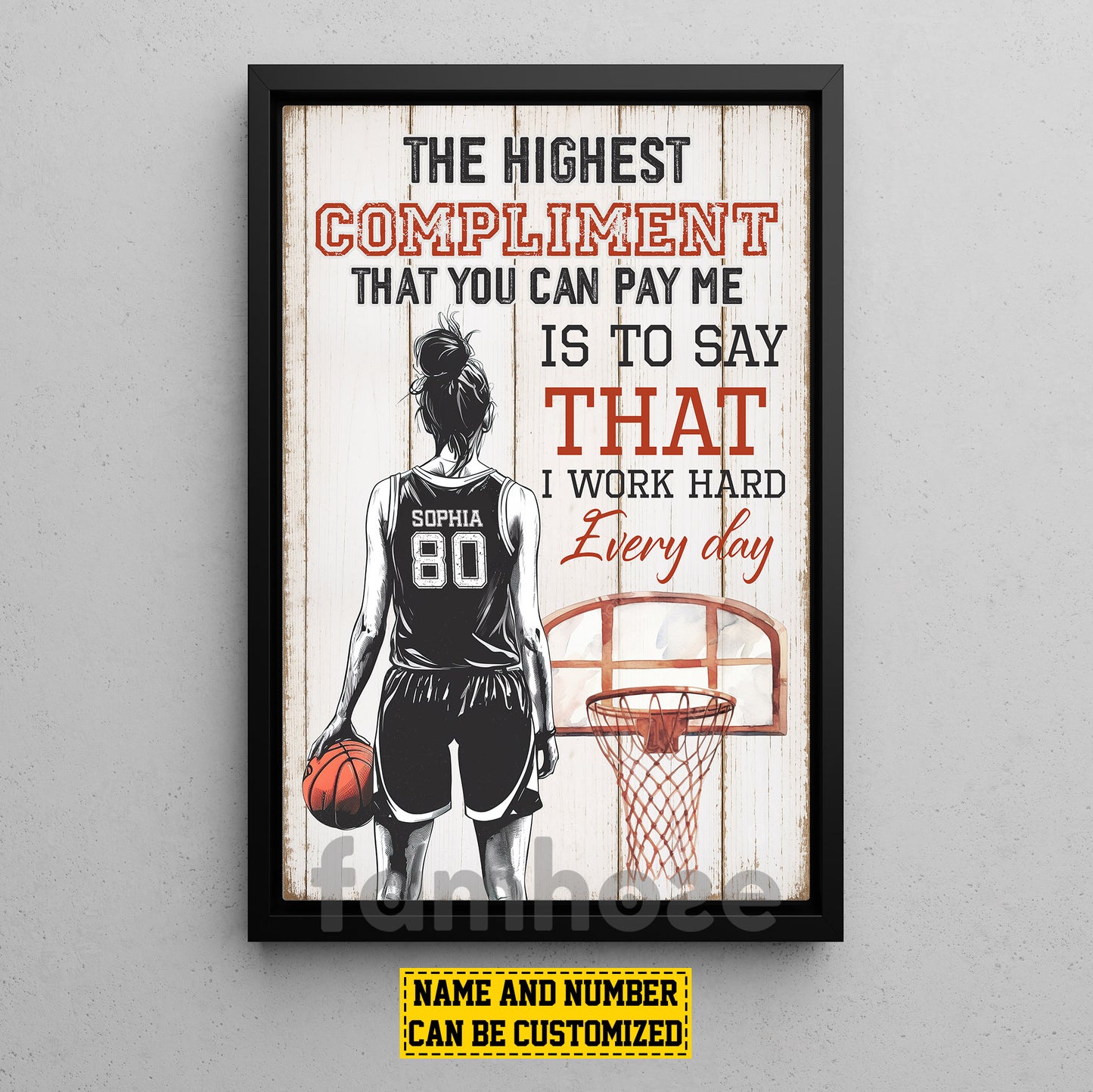 Personalized Basketball Woman Canvas Painting, The Highest Compliment Sport Wall Art Decor, Poster Gift For Basketball Lovers