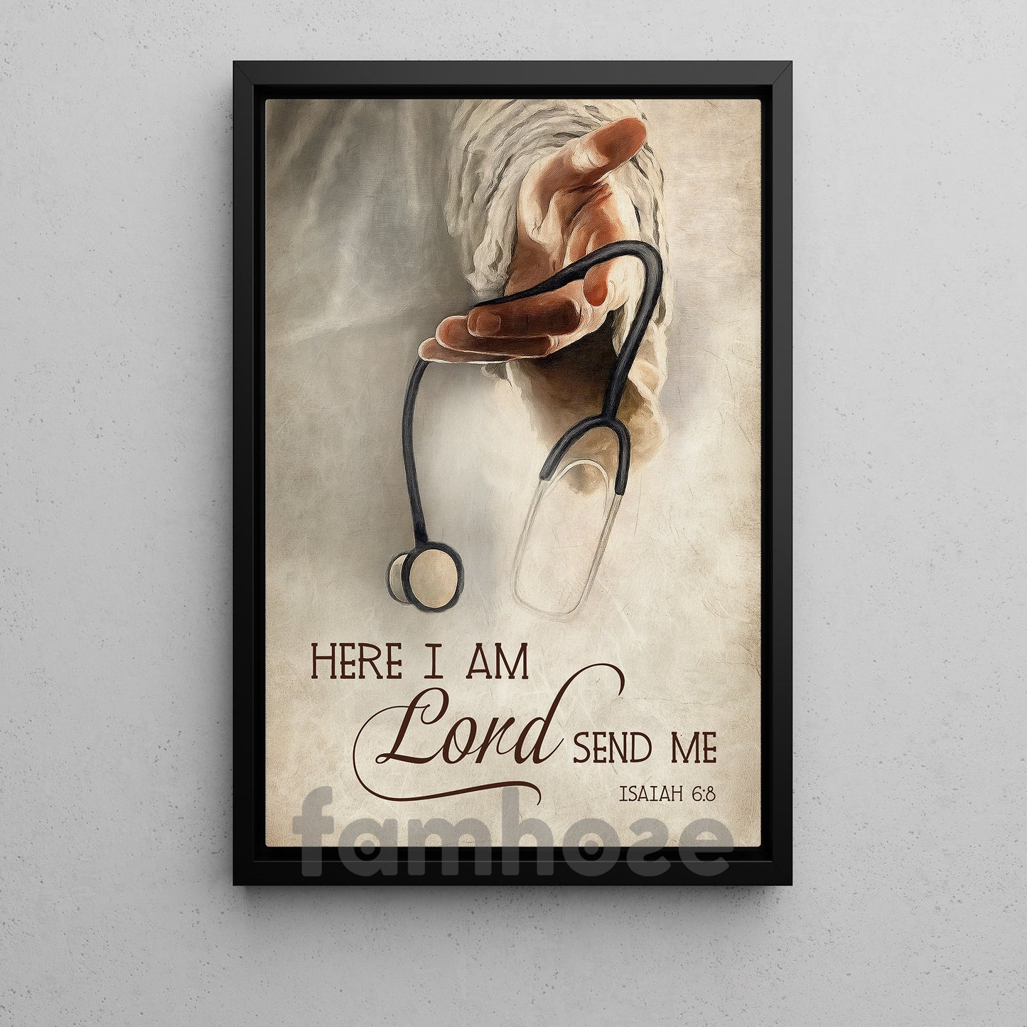 Nurse & God Canvas Painting, Here I Am Lord Send Me Wall Art Decor, Poster Gift For Nurse Lovers