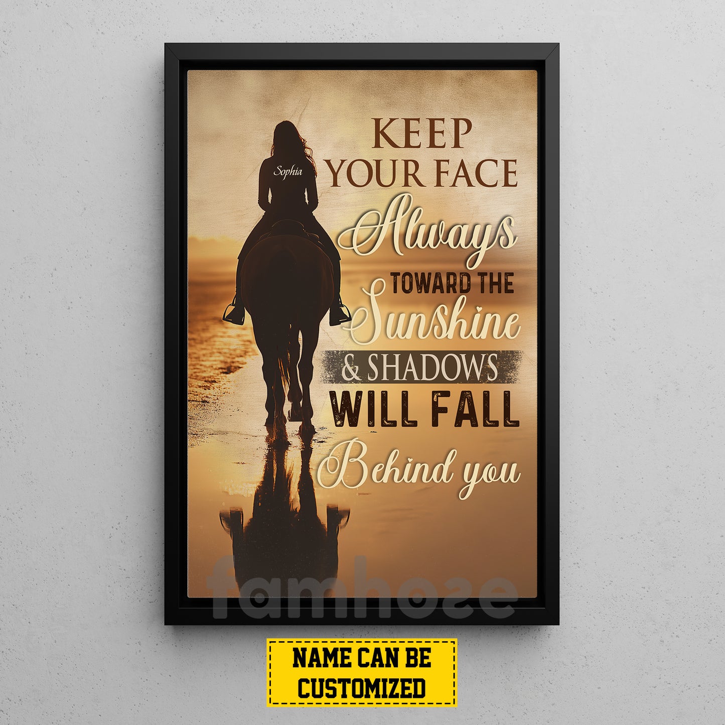 Personalized Horse Riding Canvas Painting, Keep Your Face Always Toward The Sunshine Wall Art Decor, Poster Gift For Horse Girl