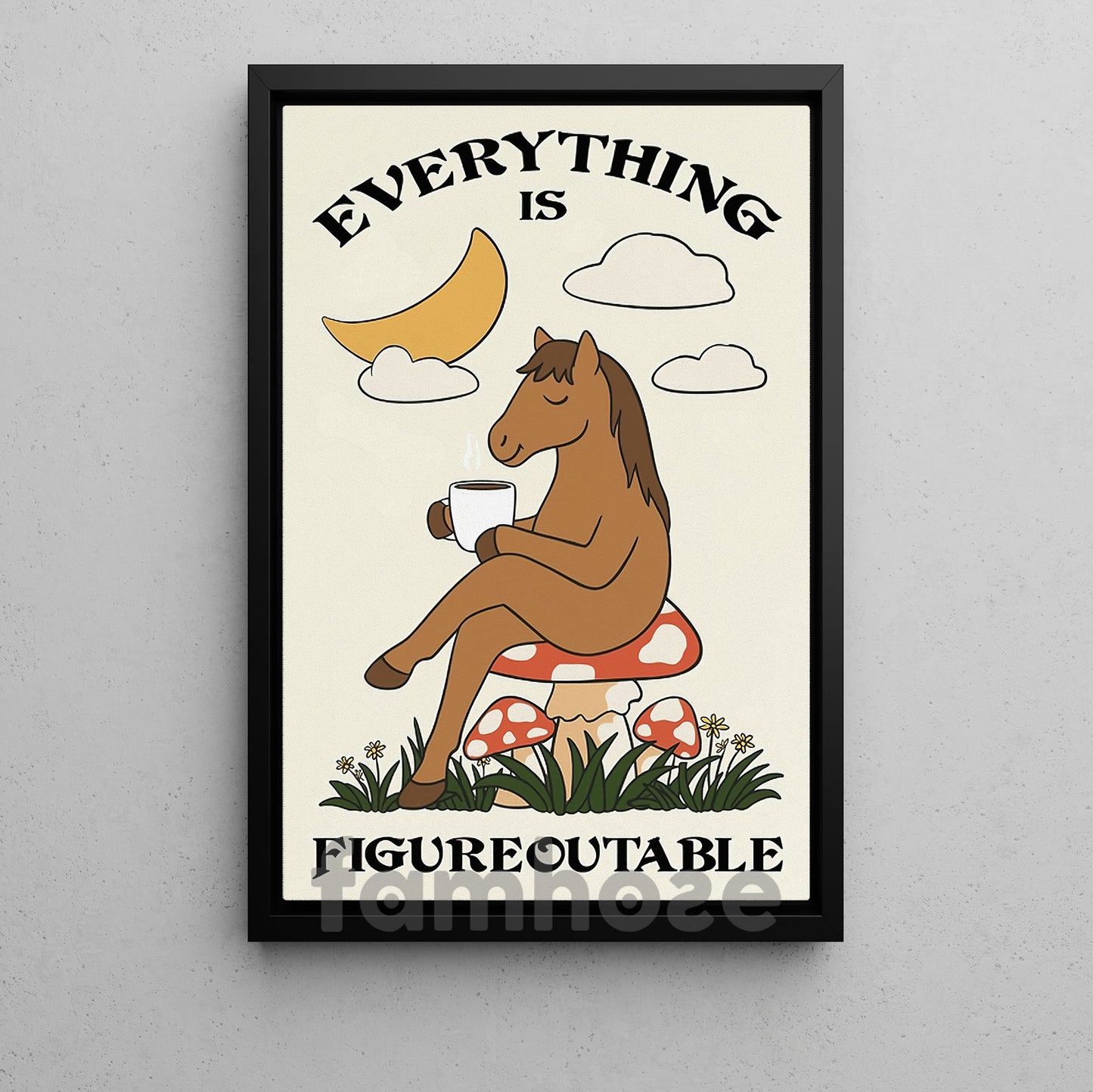 Funny Horse Canvas Painting, Everything Is Figureoutable Wall Art Decor, Poster Gift For Horse Lovers