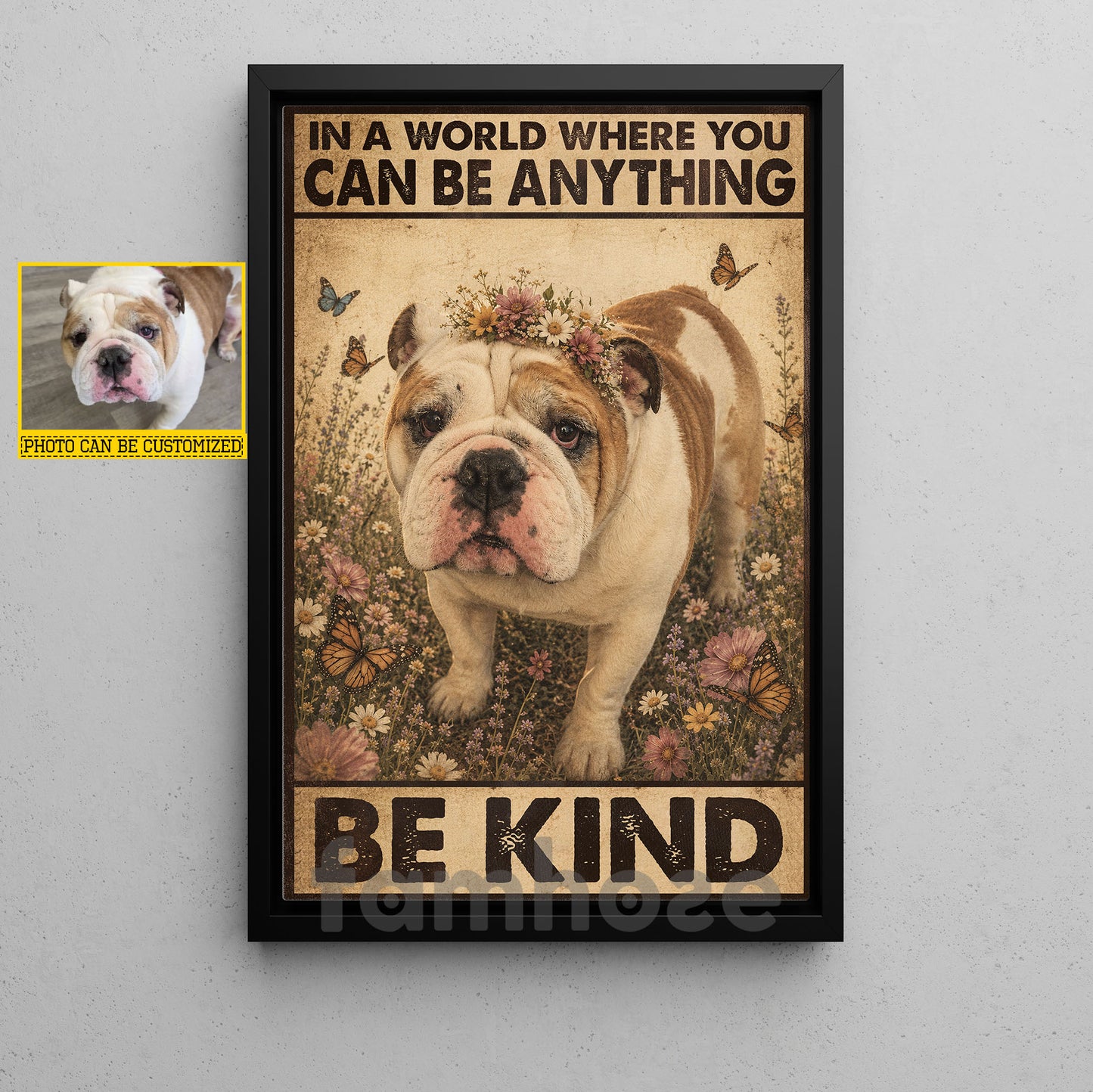 Funny Quote Personalized Dog Canvas Painting, In A World Where You Can Be Anything Wall Art Decor, Poster Gift For Dog Lover