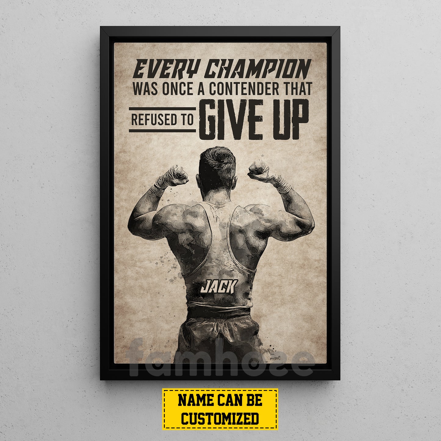 Motivational Personalized Wrestling Man Canvas Painting, Every Champion Refused To Give Up Wall Art Decor, Poster Gift For Wrestler