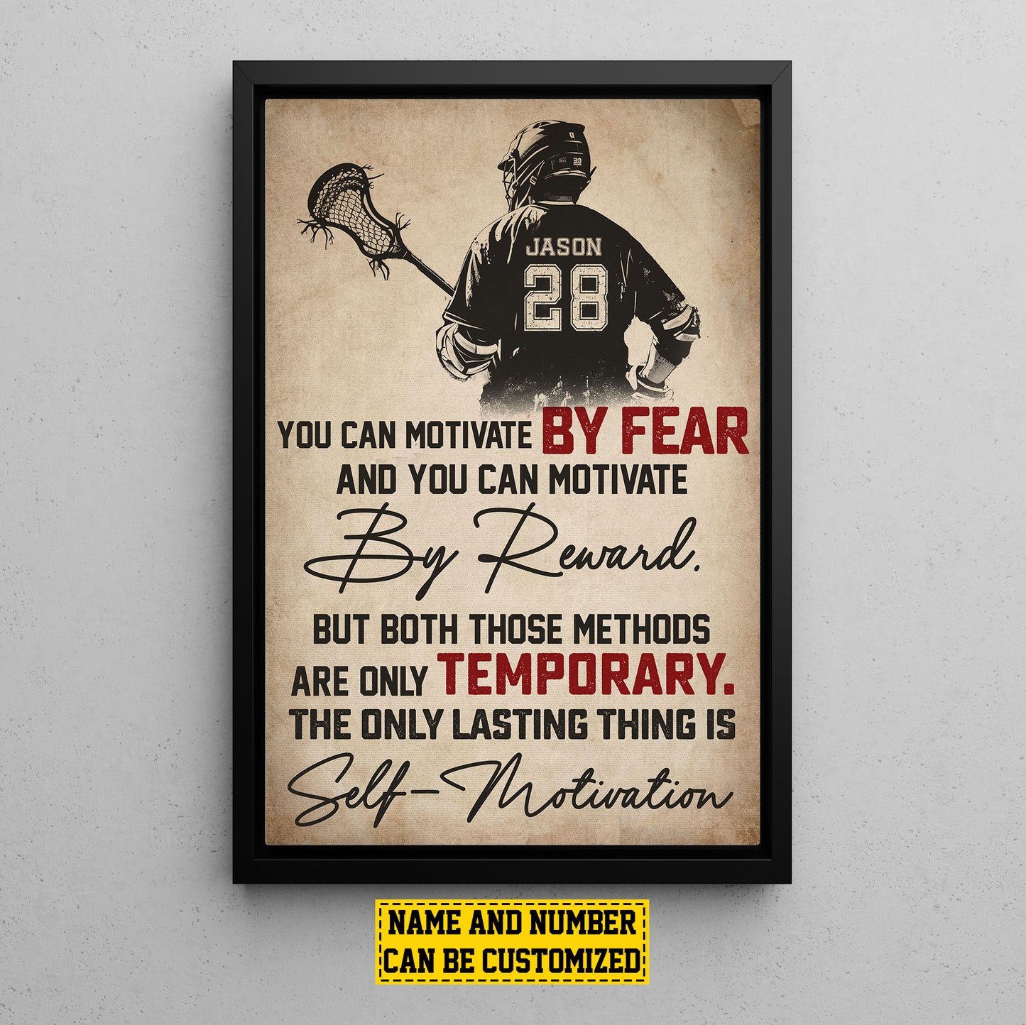 Personalized Lacrosse Canvas Painting, Self Motivation, Sports Quotes Wall Art Decor, Poster Gift For Lacrosse Lovers, Lacrosse Boys