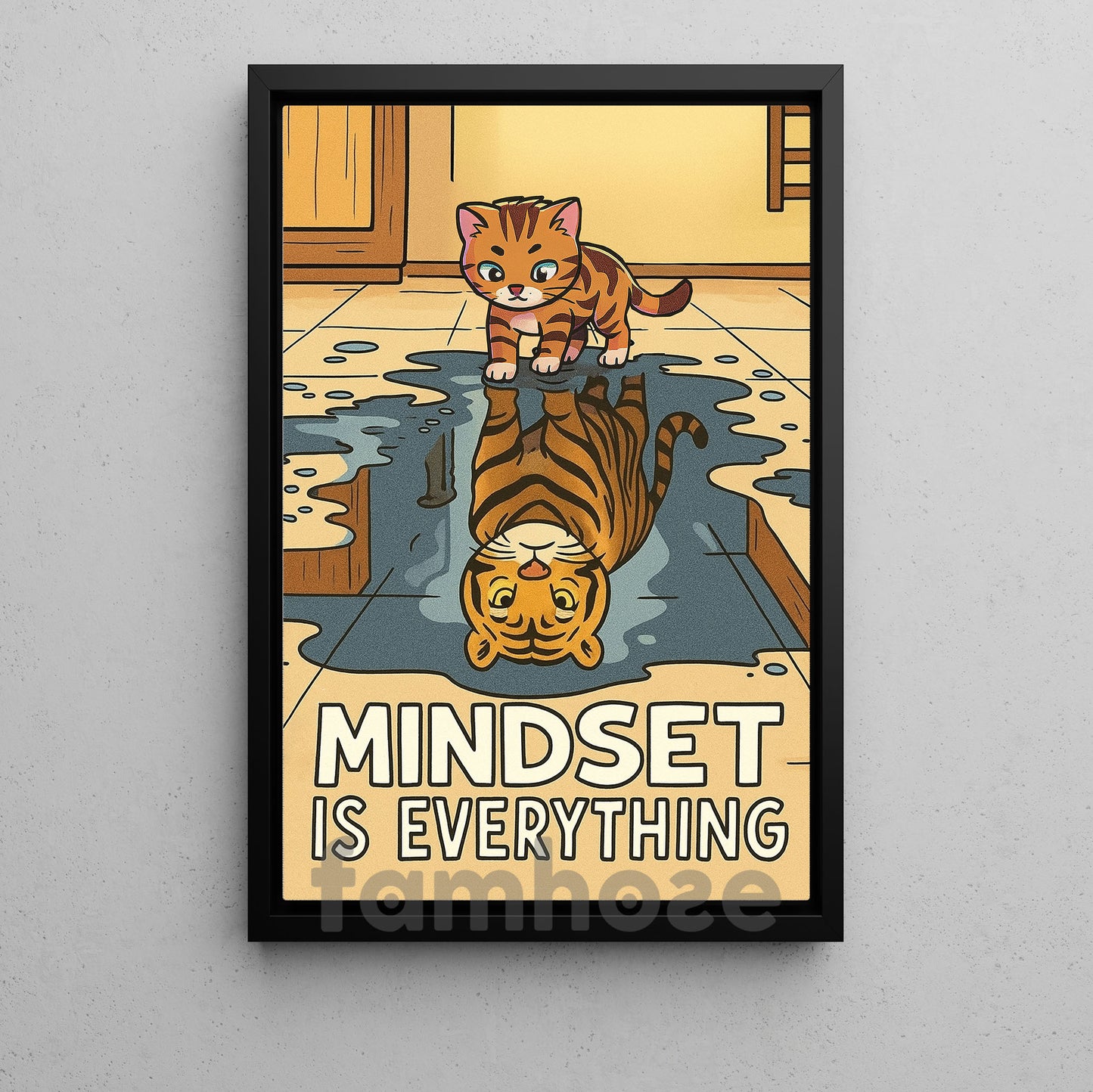 Cute Motivation Canvas Painting, Mindset Is Everything Wall Art Decor, Cartoon Style Poster Gift
