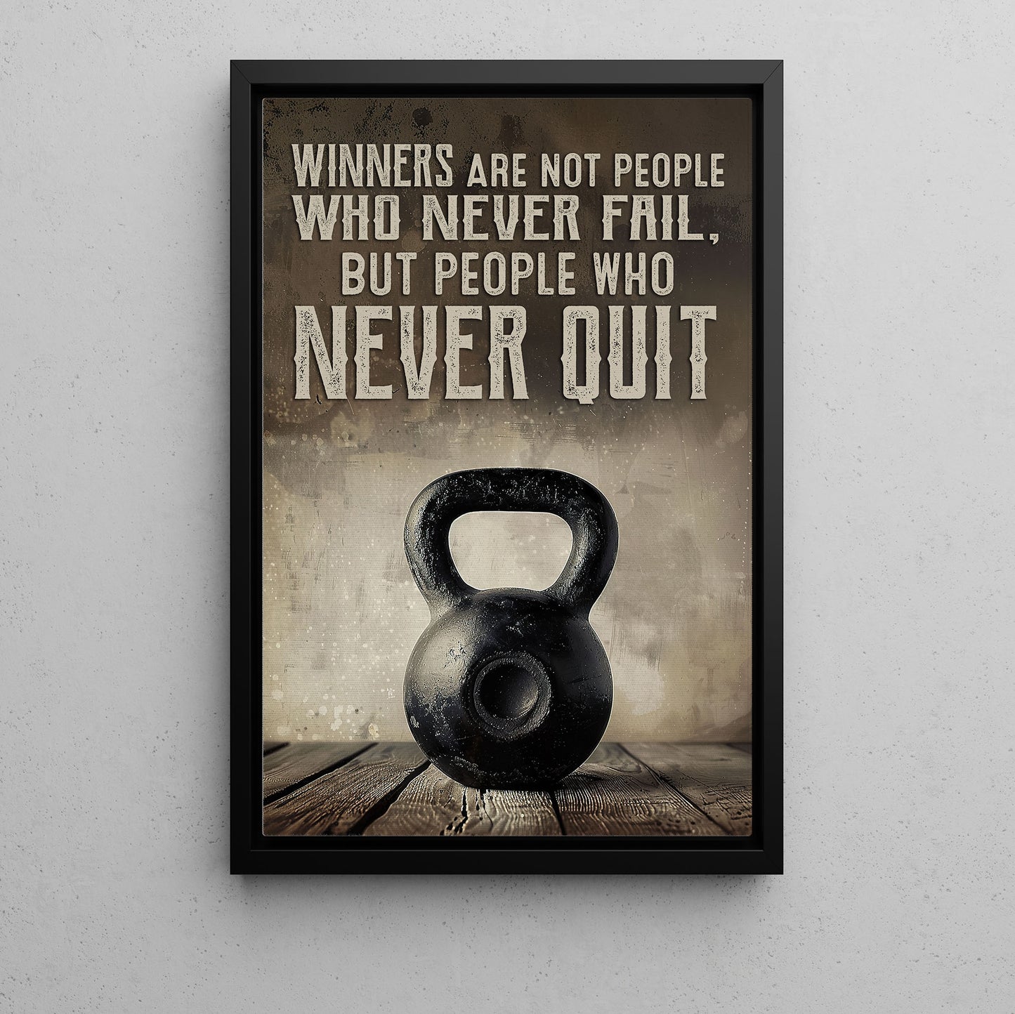 Gym Canvas Painting, Never Quit, Motivational Fitness Quotes Wall Art Decor, Ideal Poster Gift For Sports Enthusiasts