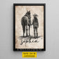 Personalized Horse And Cowgirl Kid Canvas Painting, Western Ranch Life Wall Art Decor, Poster Gift For Cowgirl