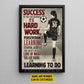 Motivational Personalized Soccer Girl Canvas Painting, Hard Work Learning To Do Wall Art Decor, Poster Gift For Soccer Lovers