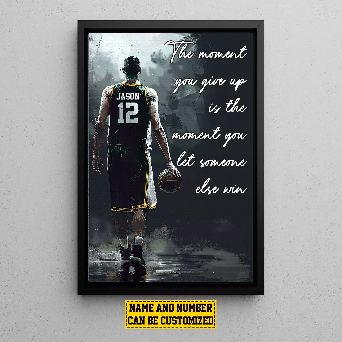 Personalized Motivational Basketball Canvas Painting, The Moment You Give Up, Sports Quotes Wall Art Decor, Poster Gift For Basketball Lovers, Basketball Boys