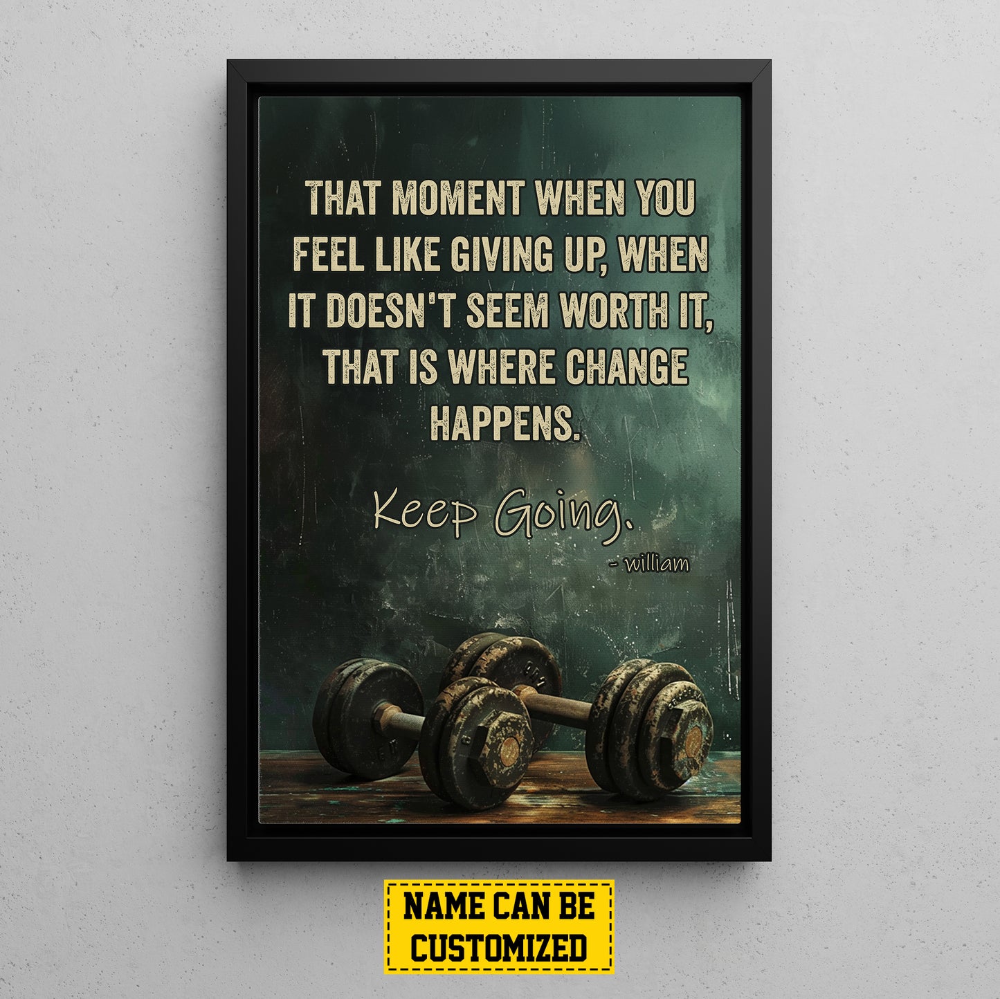 Personalized Gym Canvas Painting, Keep Going, Motivational Fitness Quotes Wall Art Decor, Ideal Poster Gift For Sports Enthusiasts