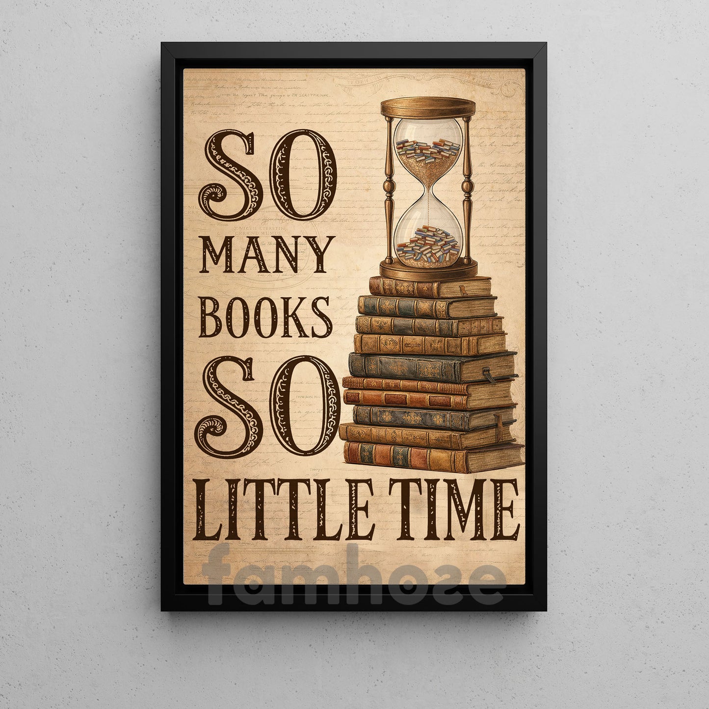 Reading Book Canvas Painting, So Many Books So Little Time Wall Art Decor, Poster Gift For Reading Lovers