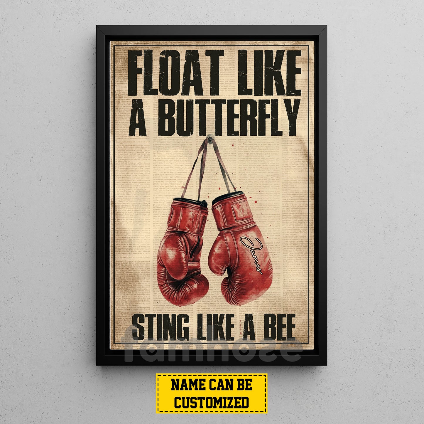 Personalized Boxing Canvas Painting, Float Like A Butterfly Sport Wall Art Decor, Poster Gift For Boxer
