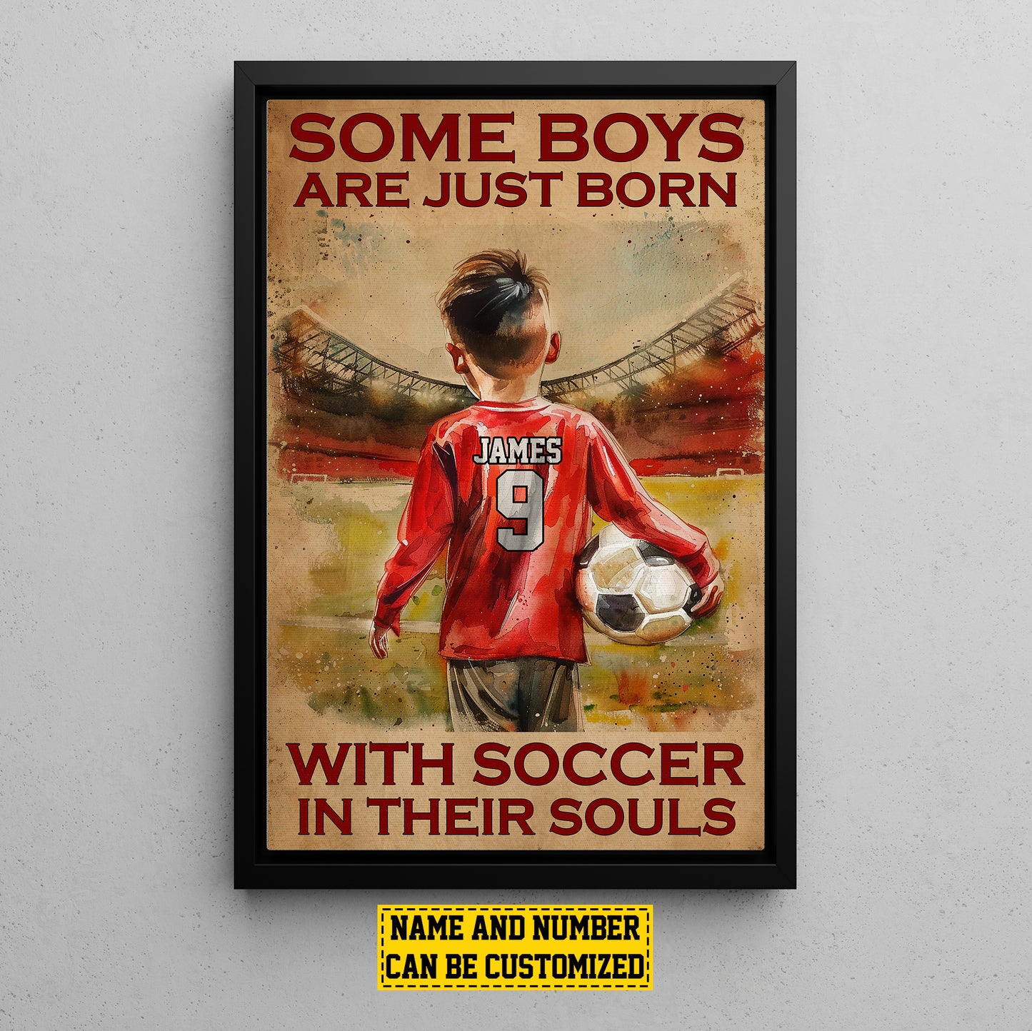 Personalized Funny Soccer Canvas Painting, Some Boys Are Just Born With Soccer, Sports Quotes Wall Art Decor, Poster Gift For Soccer Lovers, Soccer Boys