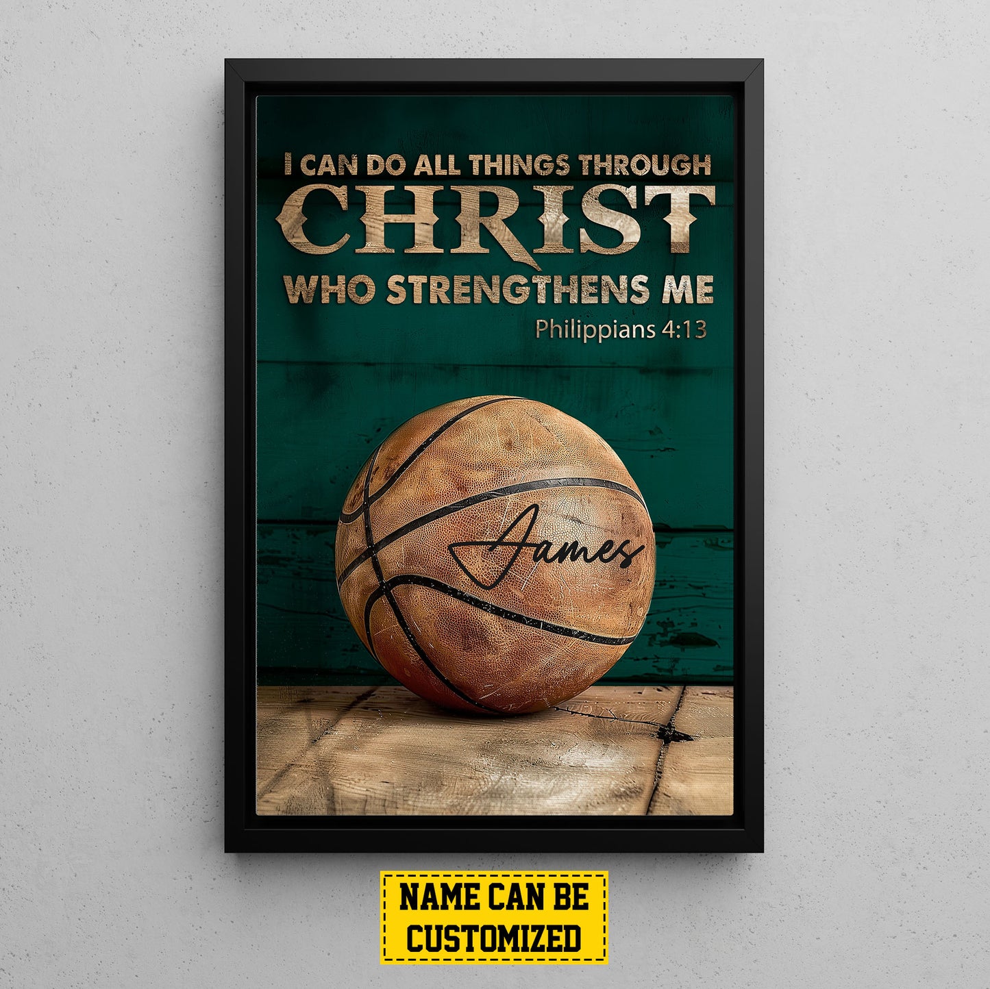 Personalized Basketball Canvas Painting, I Can Do All Things, Sports Quotes Wall Art Decor, Poster Gift For Basketball Lovers