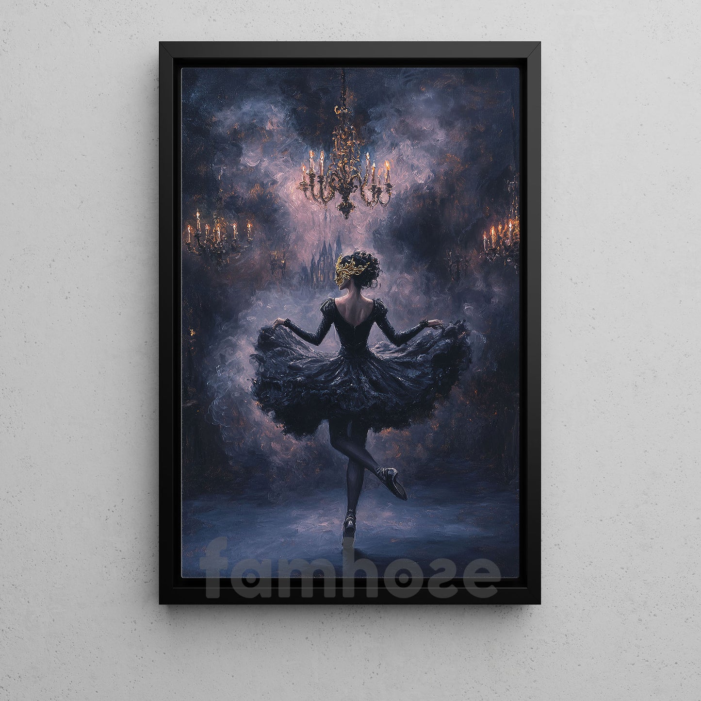 Halloween Ballet Canvas Painting, Midnight Masquerade Wall Art Decor, Spooky Season Poster Gift For Ballet Lovers
