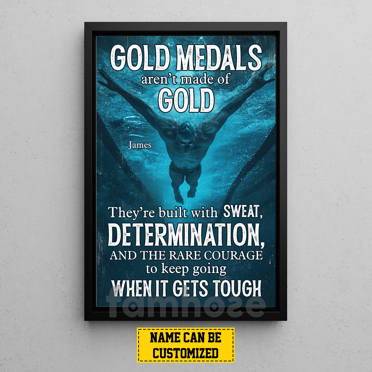 Personalized Swimming Man Canvas Painting, Gold Medals Aren't Made Of Gold Sport Wall Art Decor, Poster Gift For Swimming Lovers