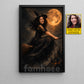 Personalized Halloween Flying Witch Canvas Painting, Fly Me To The Full Moon Wall Art Decor, Spooky Season Poster Gift For Witch Lover