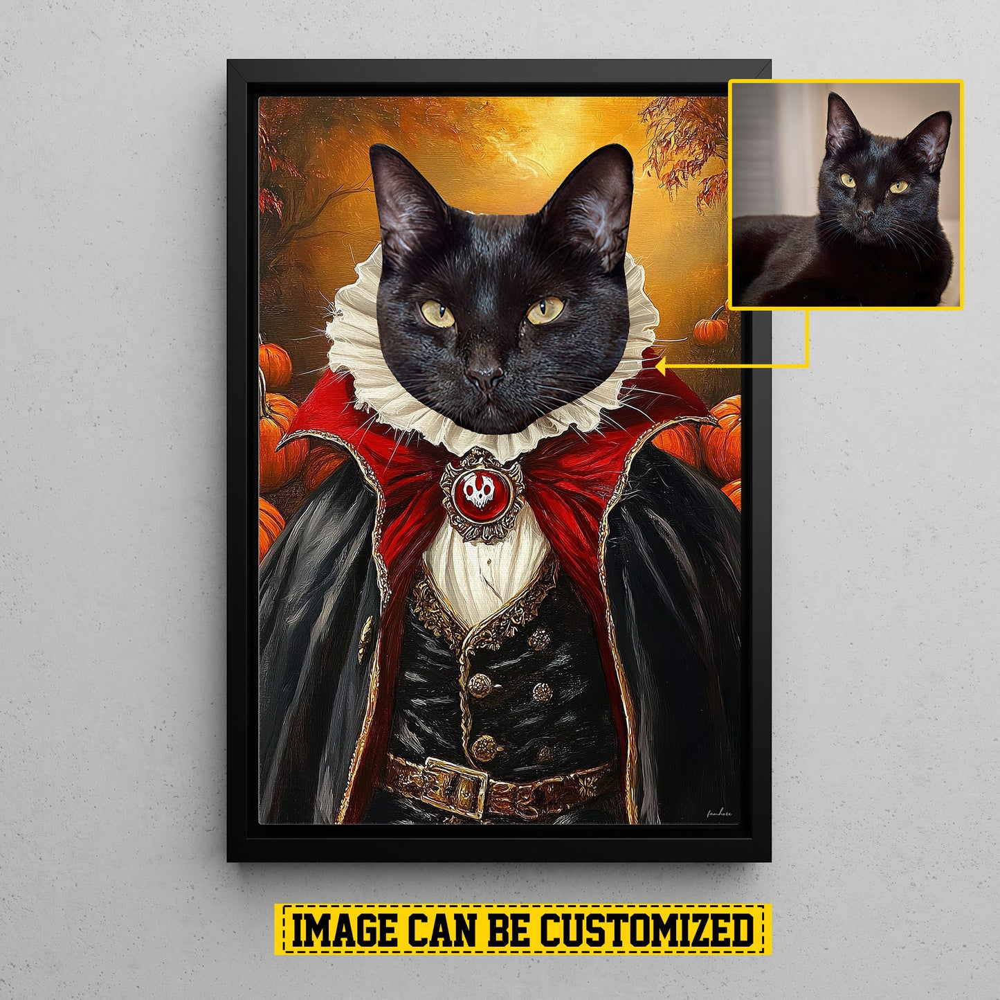 Personalized Victorian Cat Canvas Painting, Spooky Season Wall Art Decor, Halloween Poster Gift For Cat Lovers