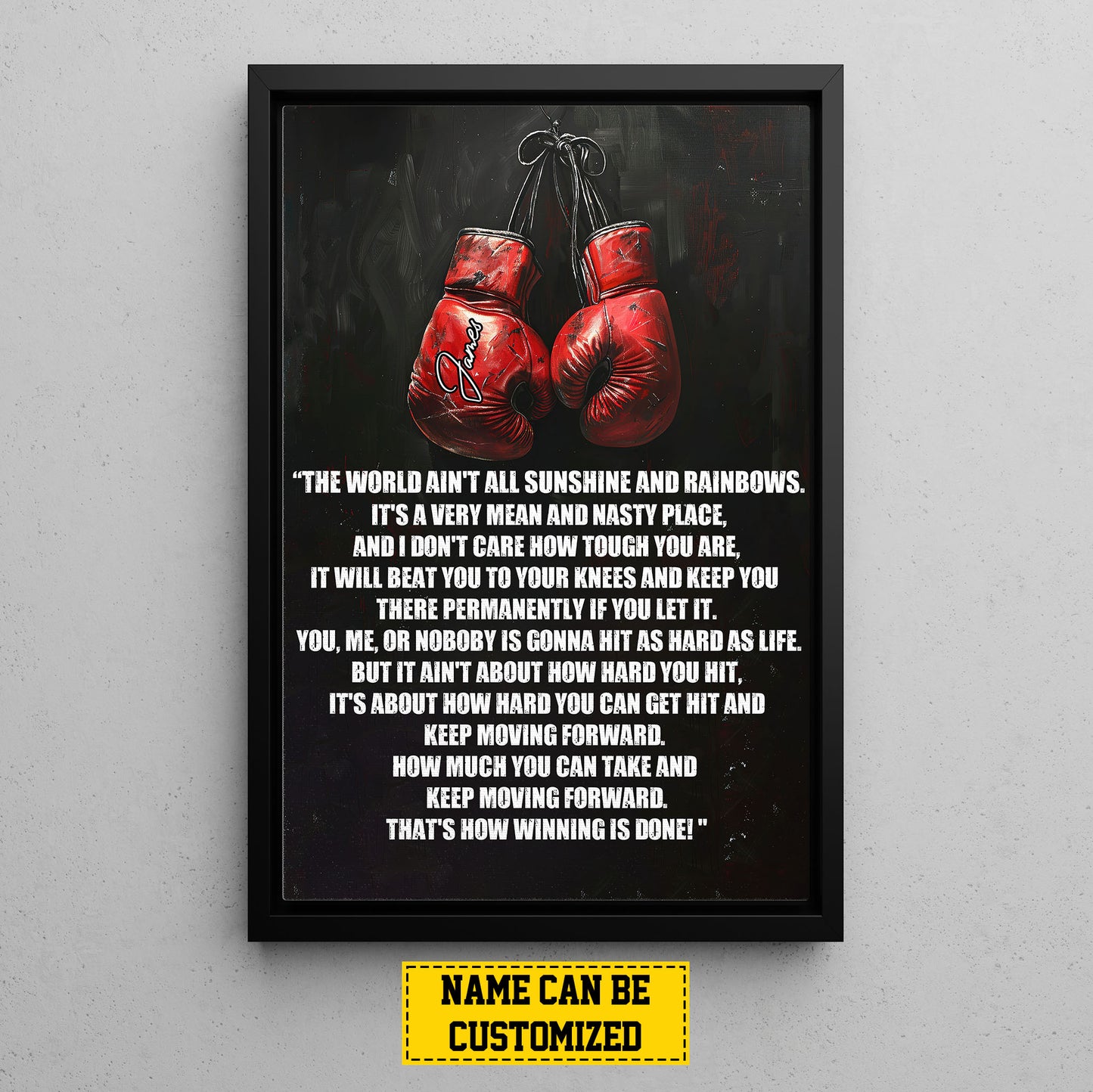 Personalized Boxing Canvas Painting, Keep Moving Forward, Sports Quotes Wall Art Decor, Poster Gift For Boxing Lovers