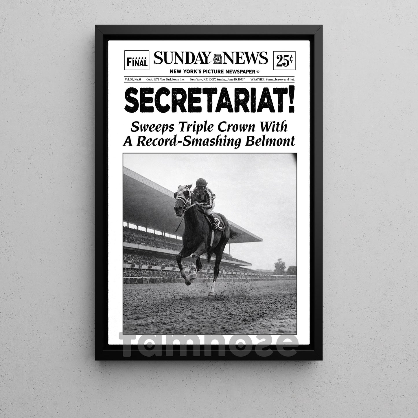 Secretariat Horse Canvas Painting, Secretariat Sweeps Triple Crown Wall Art Decor, Poster Gift For Horse Racing Lovers, Fan Of Kentucky Derby