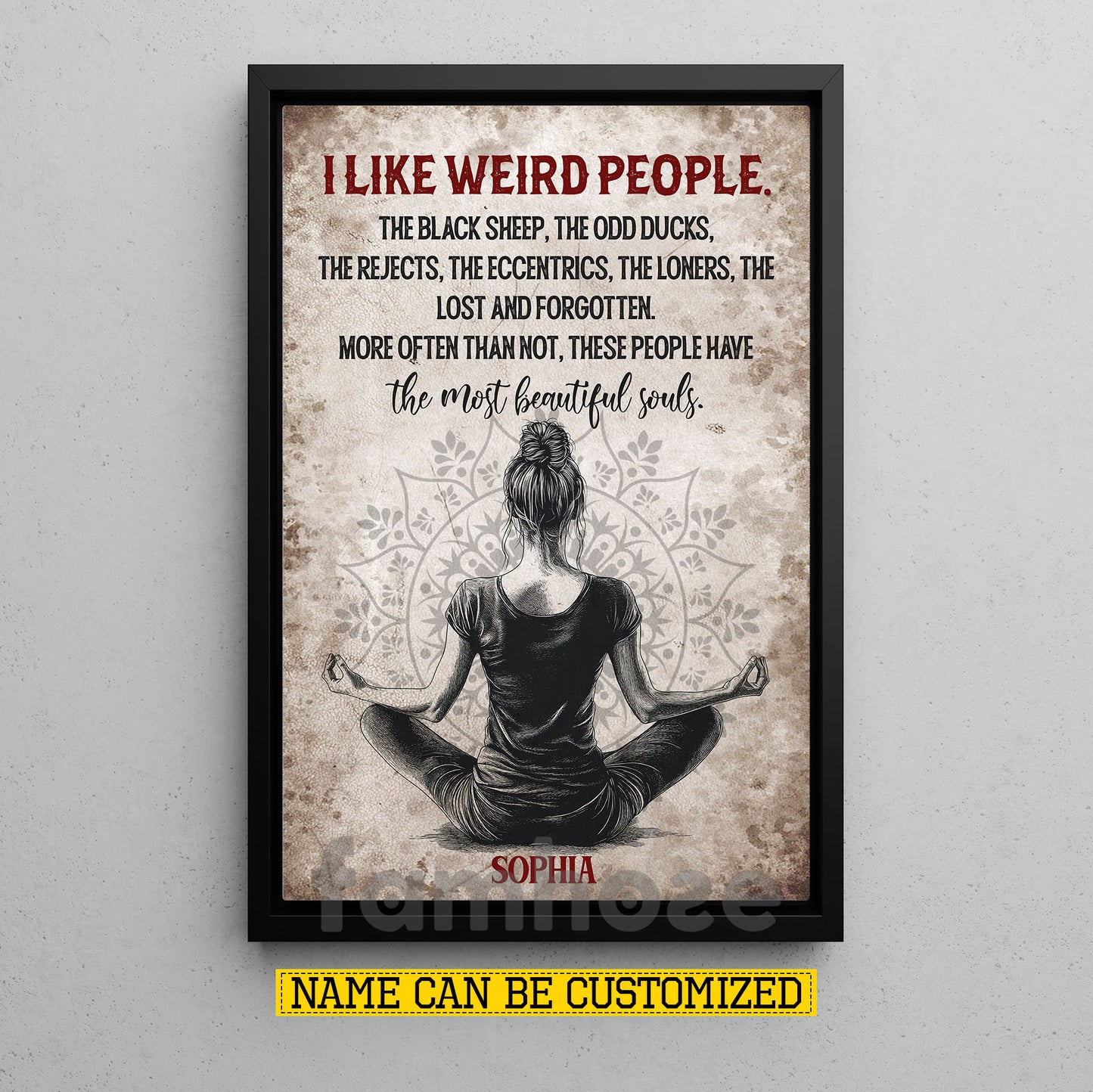 Personalized Meditation Canvas Painting, I Like Weird People Wall Art Decor, Poster Gift For Meditation Lovers