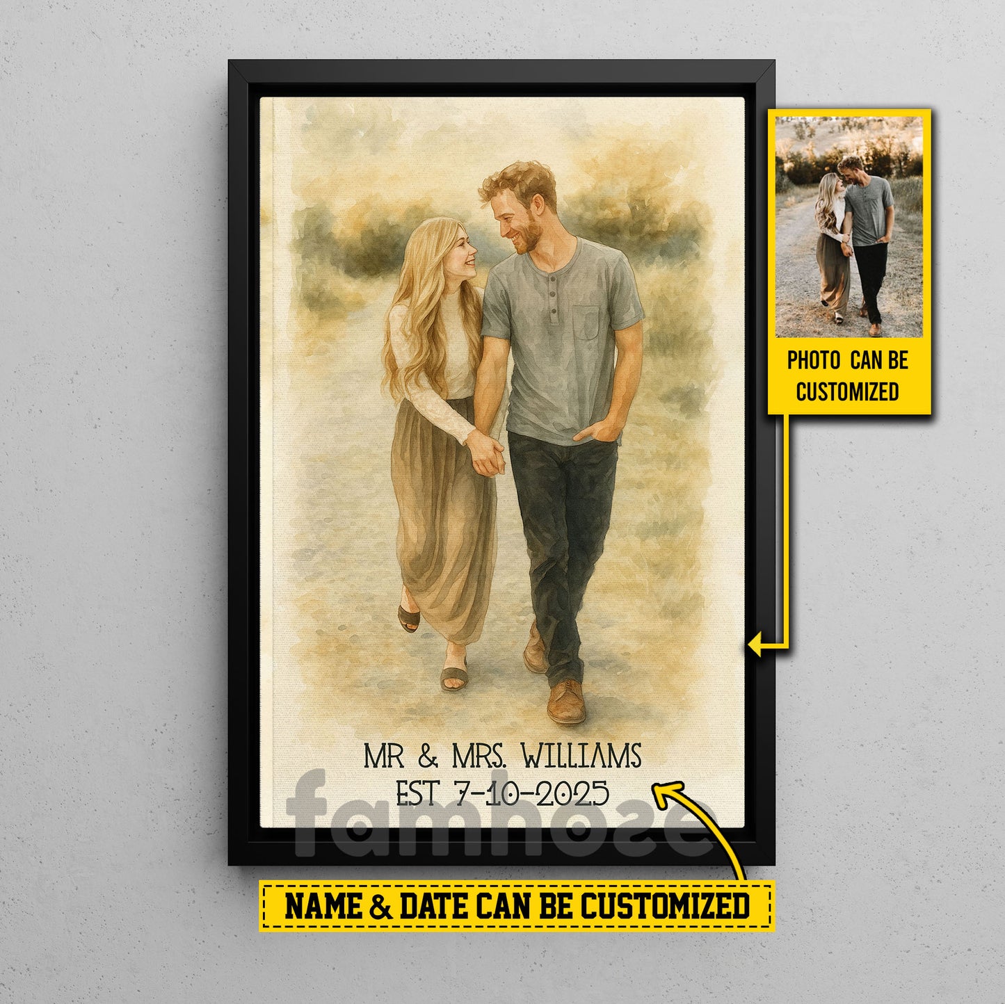 Lovely Personalized Couple Canvas Painting, Forever Us Wall Art Decor, Poster Gift For Couple