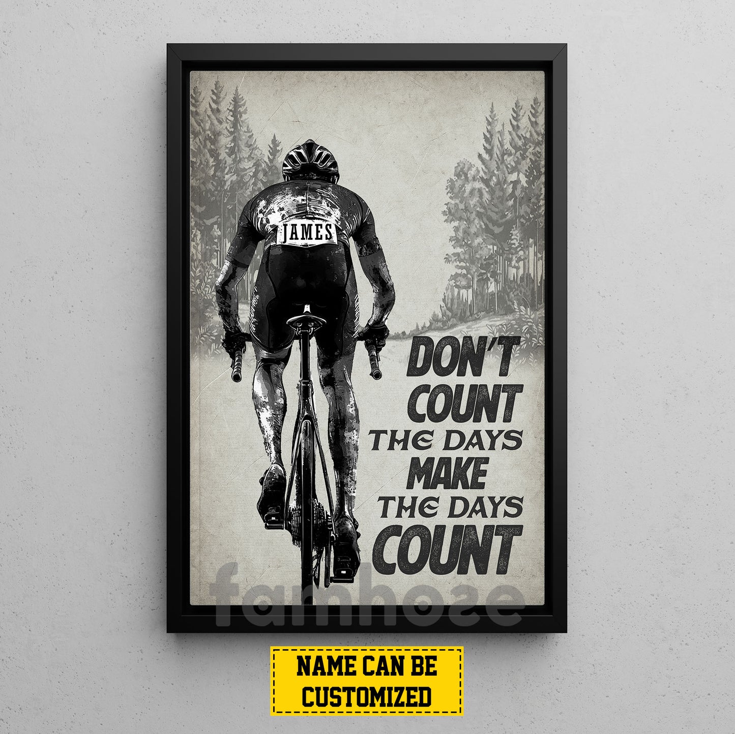 Motivational Personalized Cycling Man Canvas Painting, Don't Count The Days Make The Days Count Sports Wall Art Decor, Poster Gift For Cycling Lovers