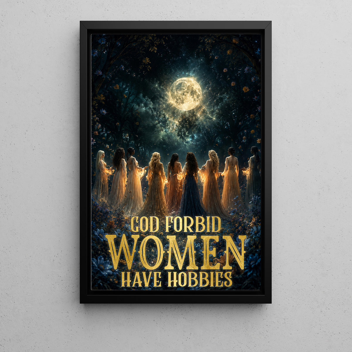 Halloween Feminine Canvas Painting, God Forbid Women Have Hobbies Wall Art Decor, Spooky Season Poster Gift
