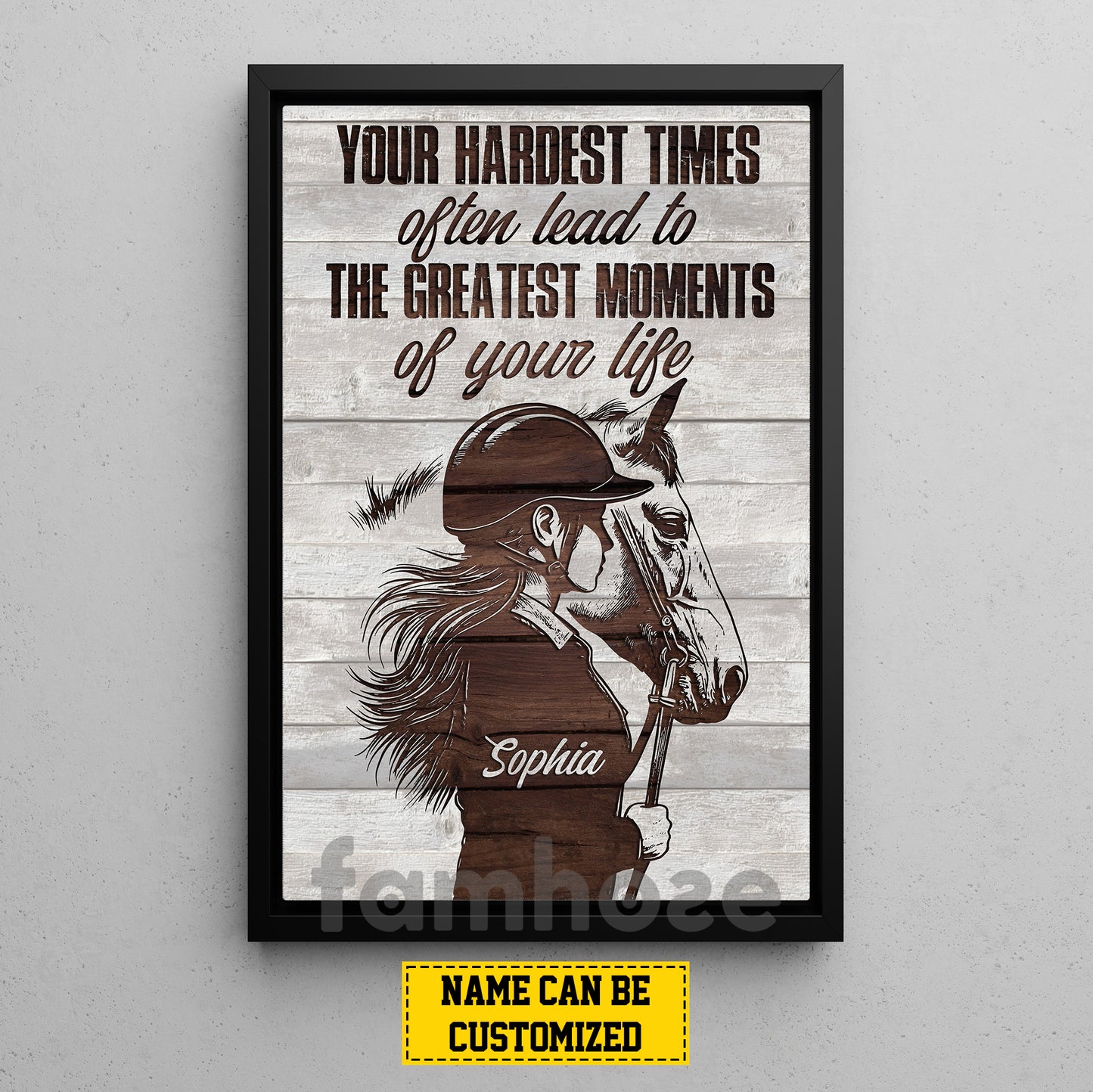 Personalized Horse Riding Girl Canvas Painting, Your Hardest Times Often Lead To The Greatest Moments Wall Art Decor, Poster Gift For Horse Girl