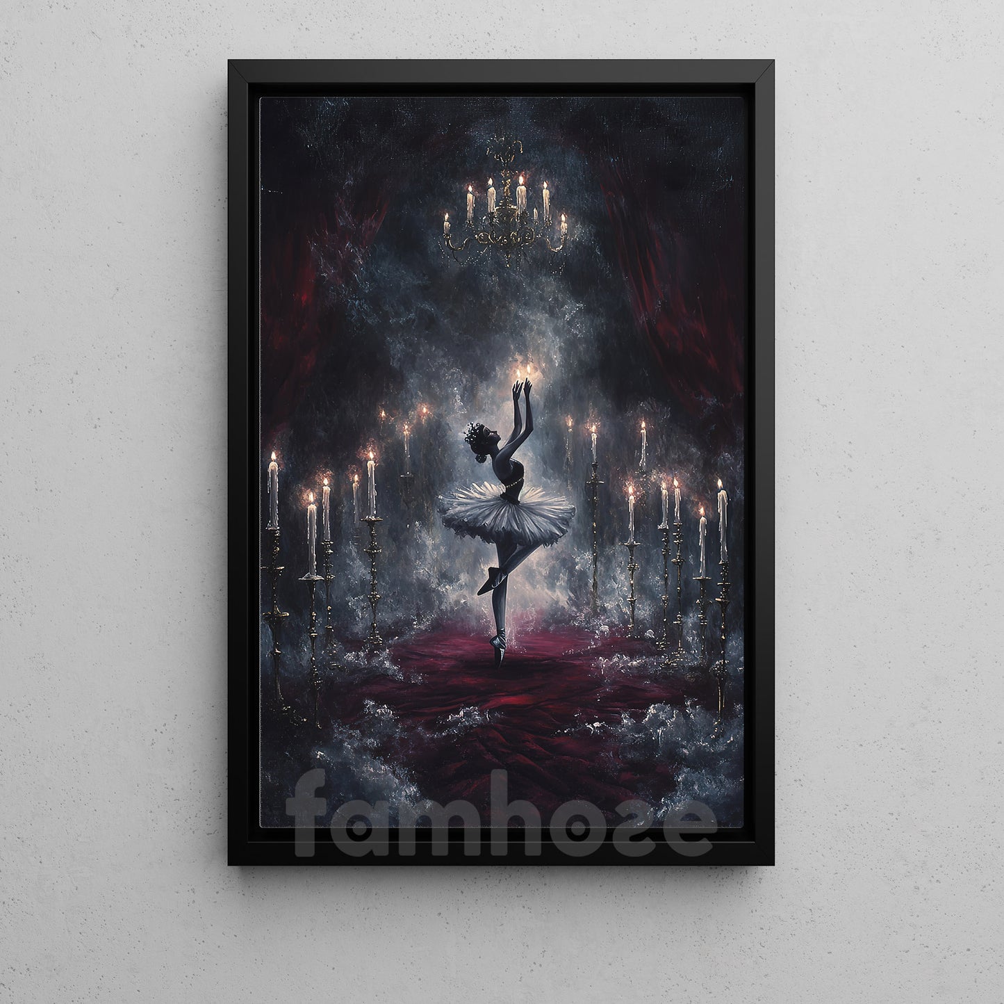 Halloween Ballet Canvas Painting, Candlelight Waltz Wall Art Decor, Spooky Season Poster Gift For Ballet Lovers