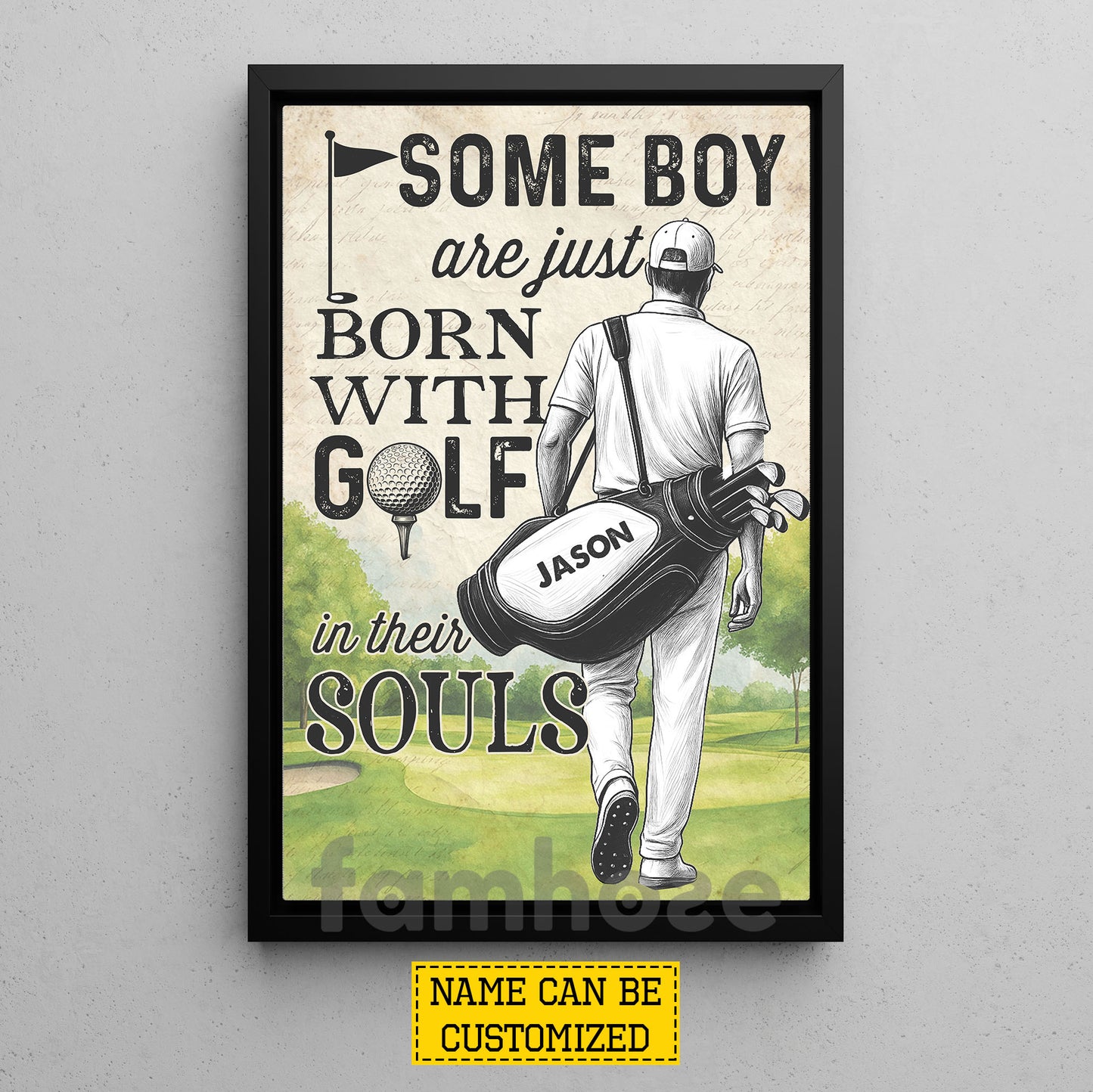 Personalized Golf Man Canvas Painting, Some Boy Are Just Born With Golf Sport Wall Art Decor, Poster Gift For Golf Lover
