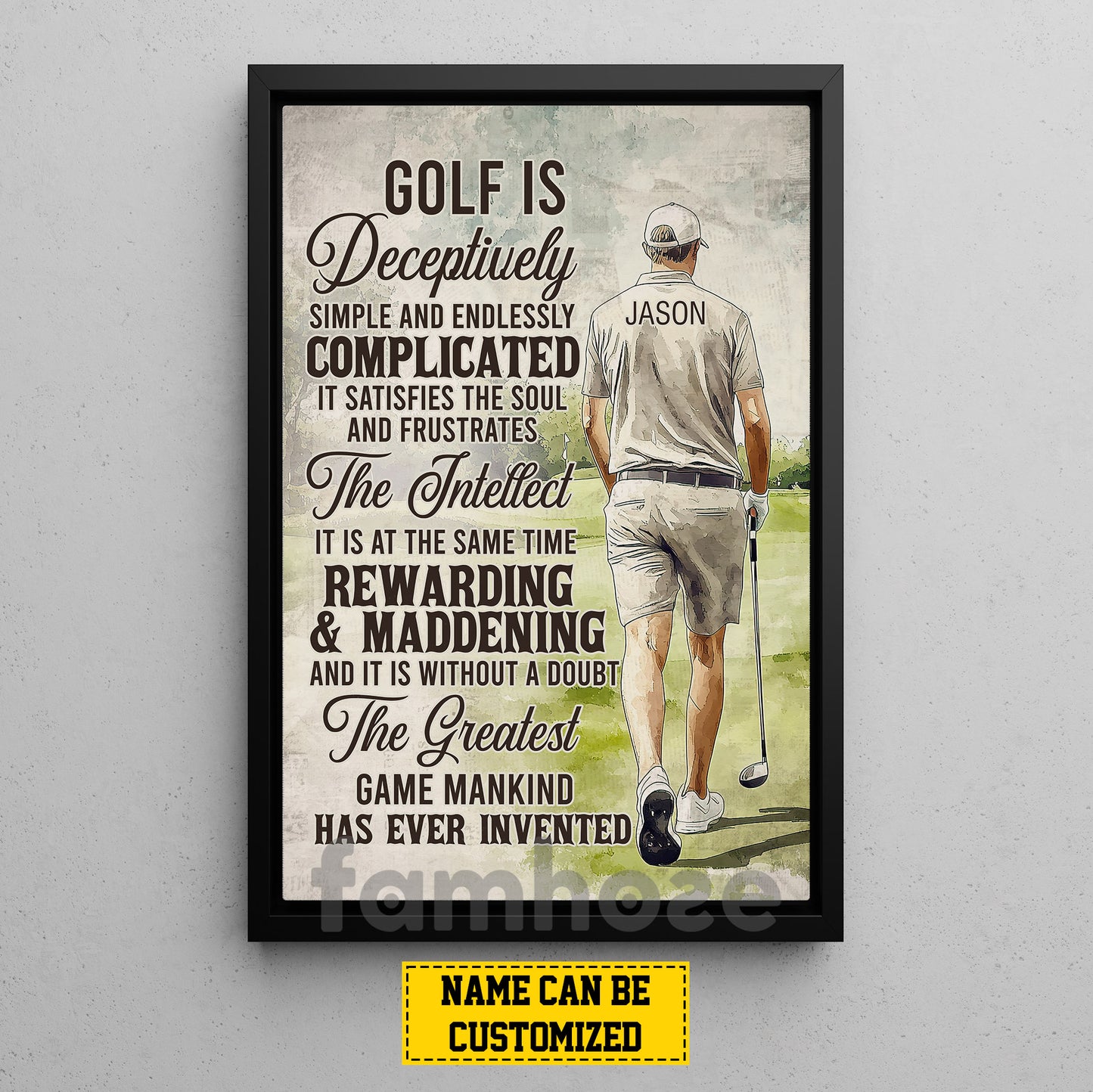 Interesting Personalized Golf Boy Canvas Painting, The Greatest Game Mankind Has Ever Invented Sport Wall Art Decor, Poster Gift For Golf Lovers