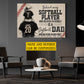 Personalized Softball Dad Daughter Canvas Painting, Behind Every Softball Player Sport Wall Art Decor, Poster Father's Day Gift For Softball Lovers