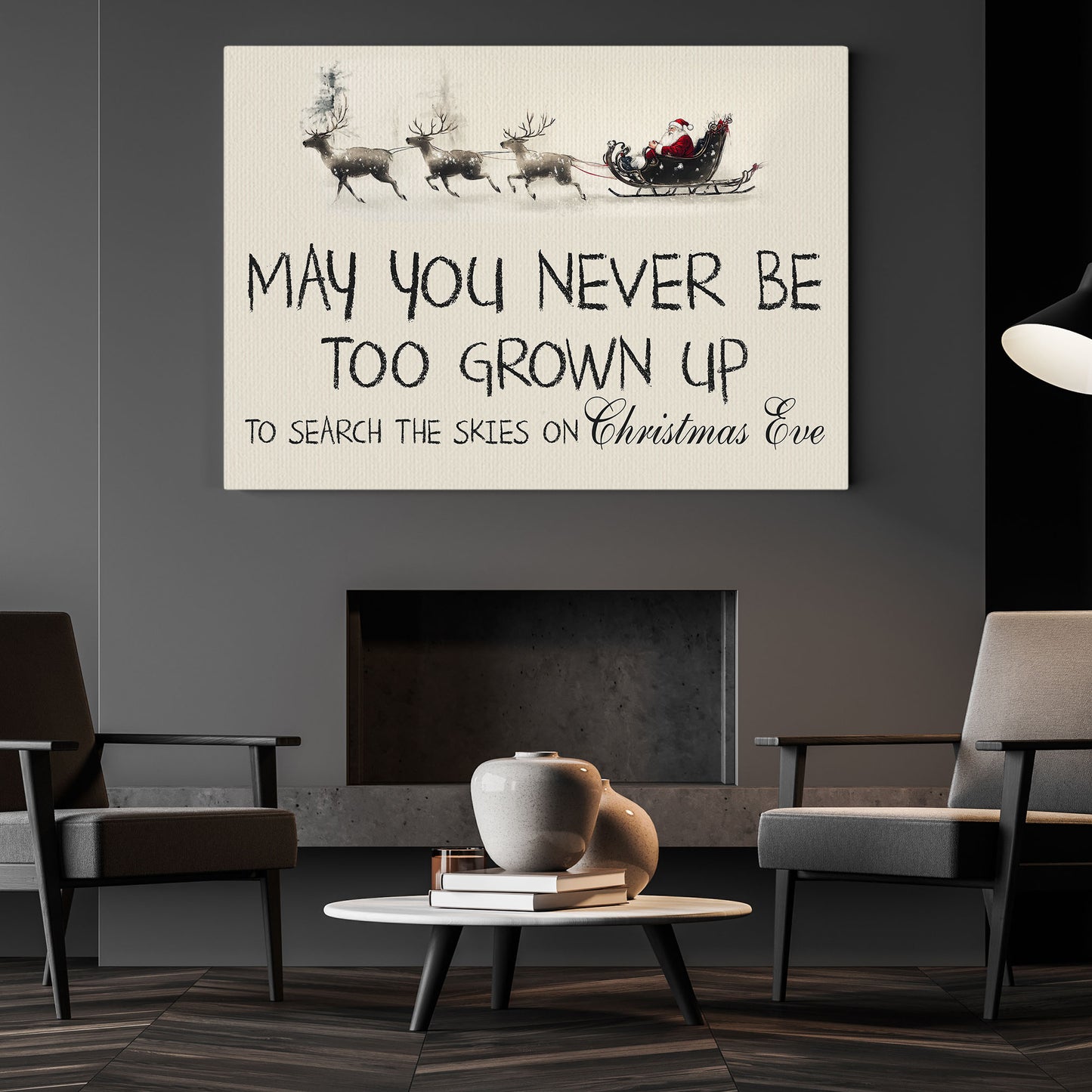 Christmas Canvas Painting, May You Never Be Too Grown Up, Christmas Wall Art Decor, Xmas Poster Gift