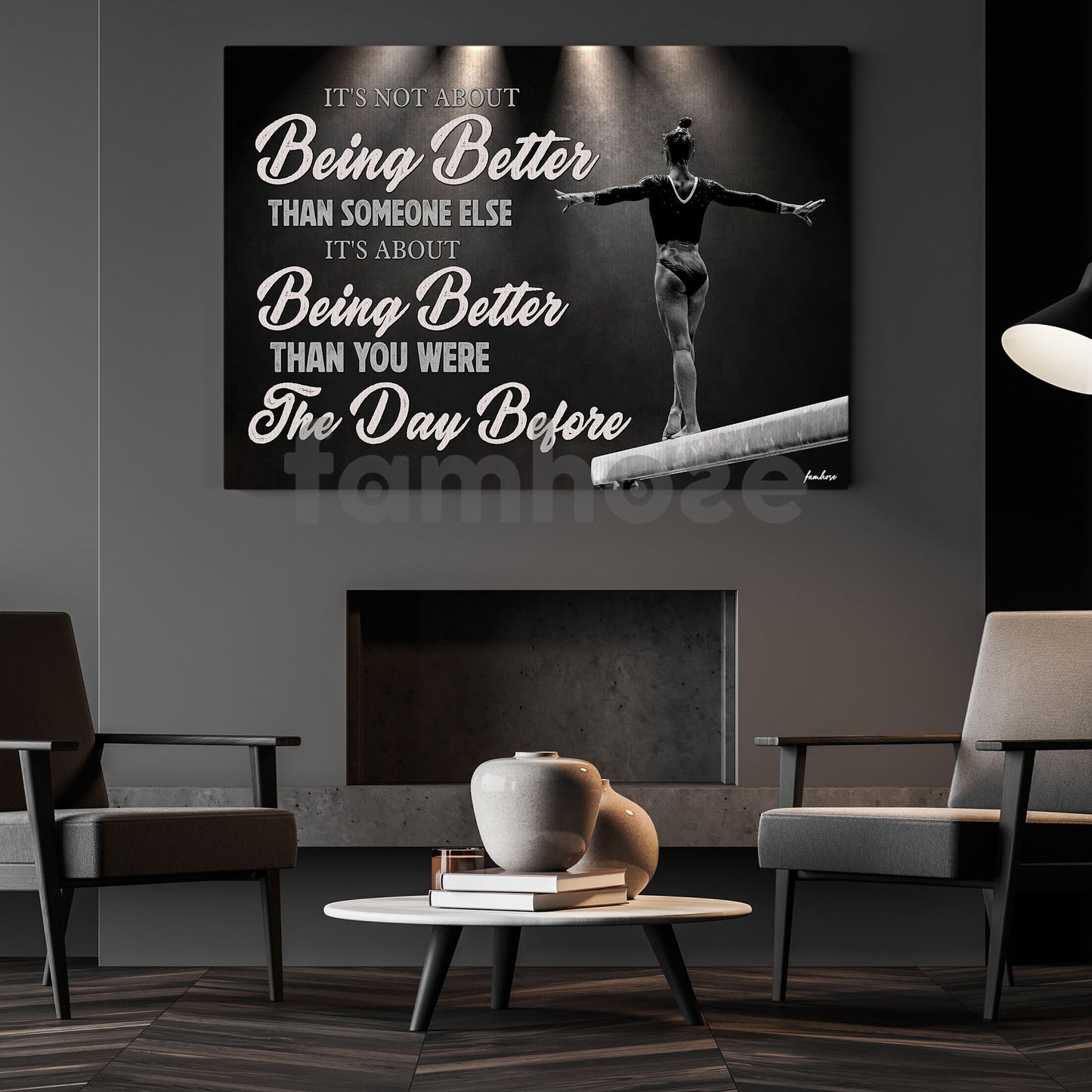 Motivational Gymnastic Girl Canvas Painting, It's About Being Better Than You Were The Day Before Wall Art Decor, Poster Gift For Gymnastics Lovers