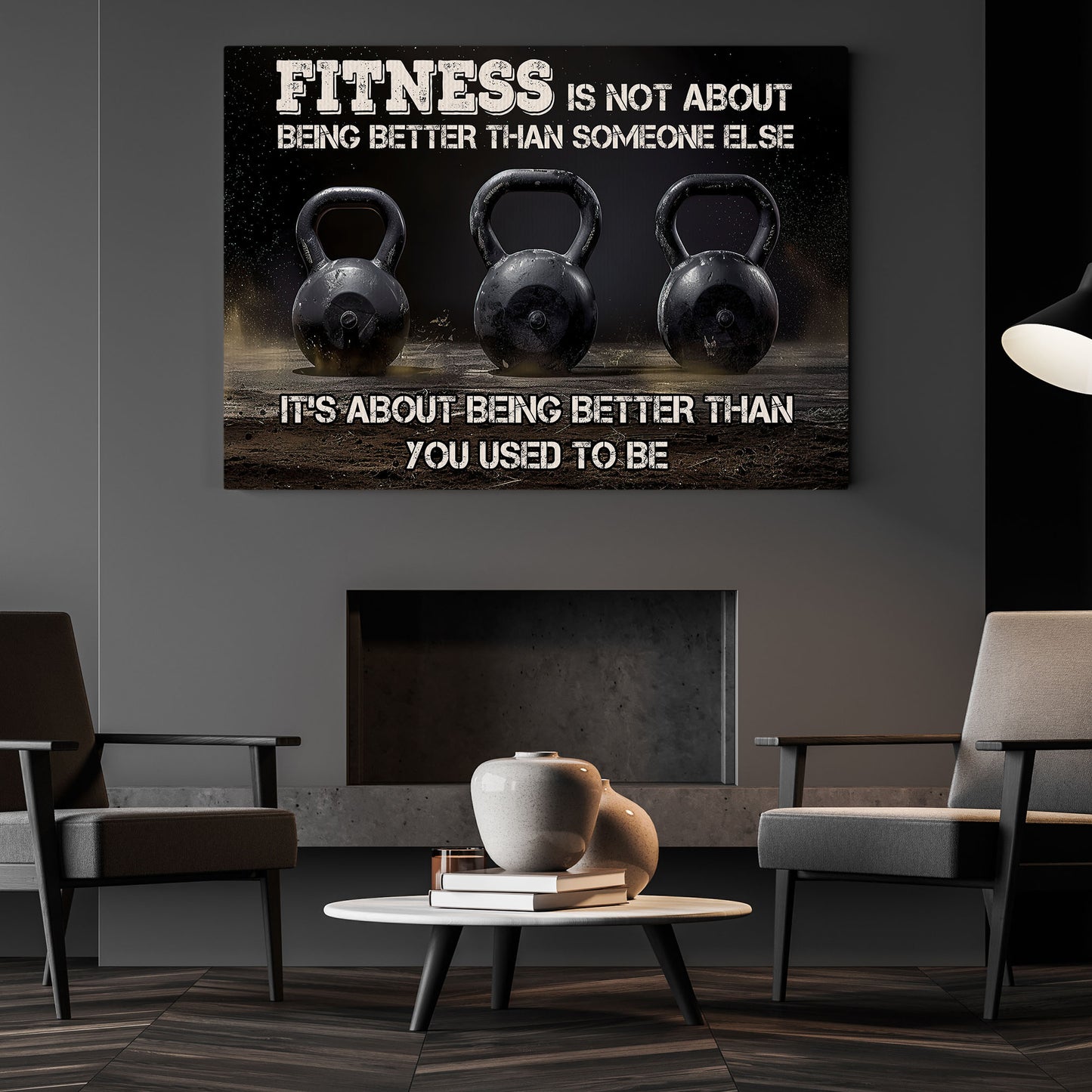 Gym Canvas Painting, Fitness Is Not About Being Better Than Someone Else, Motivational Fitness Quotes Wall Art Decor, Ideal Poster Gift For Sports Enthusiasts