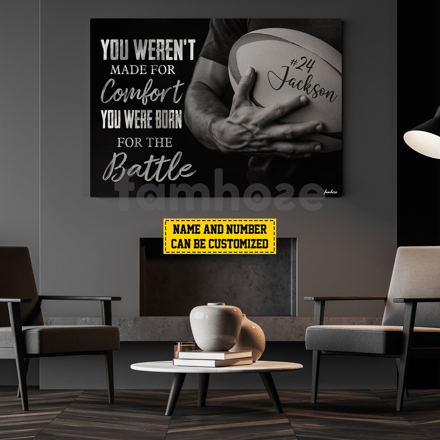 Motivational Personalized Rugby Man Canvas Painting, You Were Born For The Battle Wall Art Decor, Poster Gift For Rugby Lovers