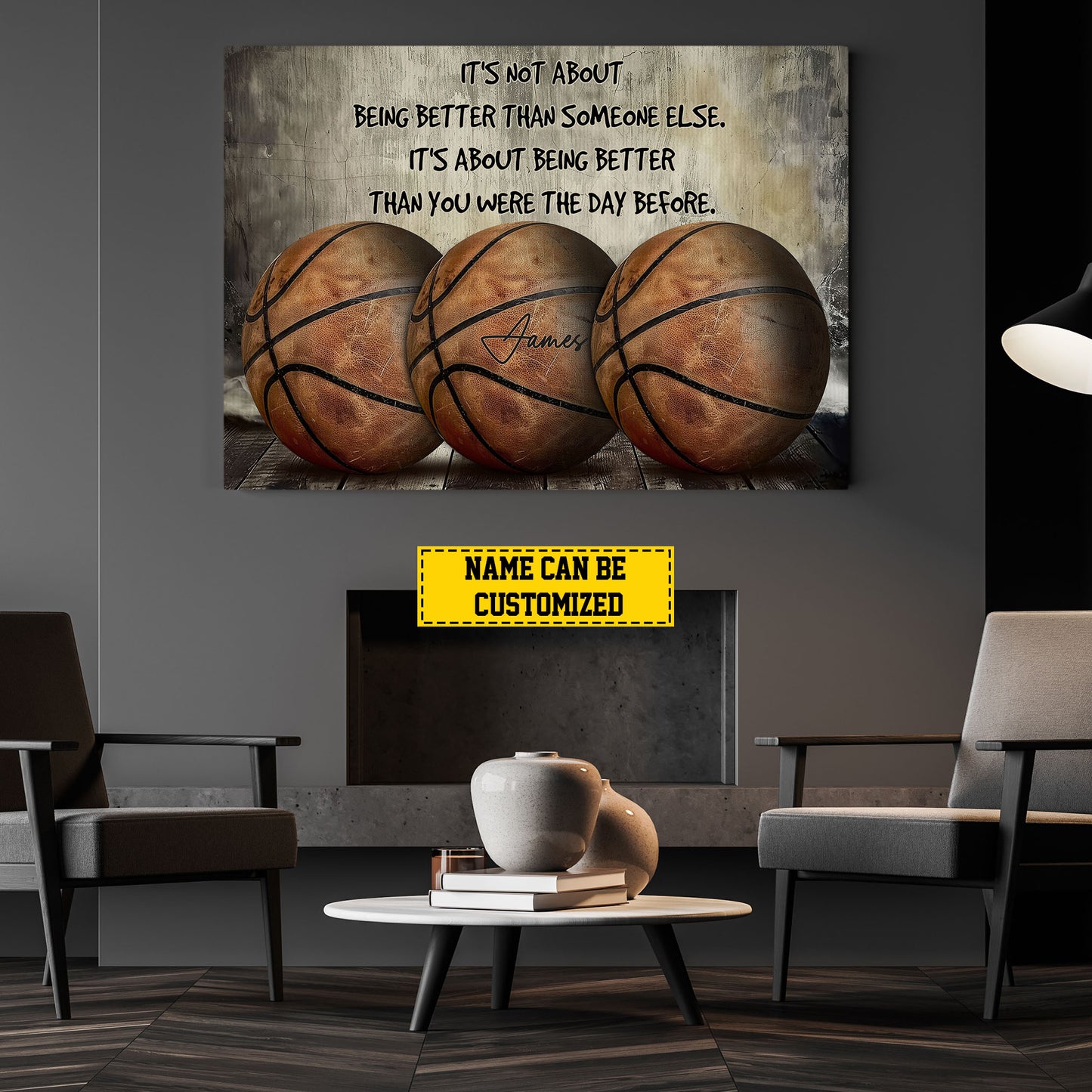 Personalized Basketball Canvas Painting, It's About Being Better Than, Sports Quotes Wall Art Decor, Poster Gift For Basketball Lovers, Basketball Players