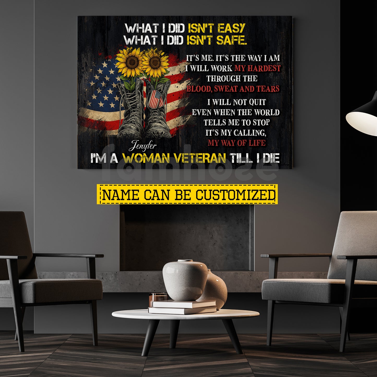 Personalized Women Veterans Canvas Painting, I'm A Woman Veteran Till I Die Wall Art Decor, Poster Gift For Former Soldiers