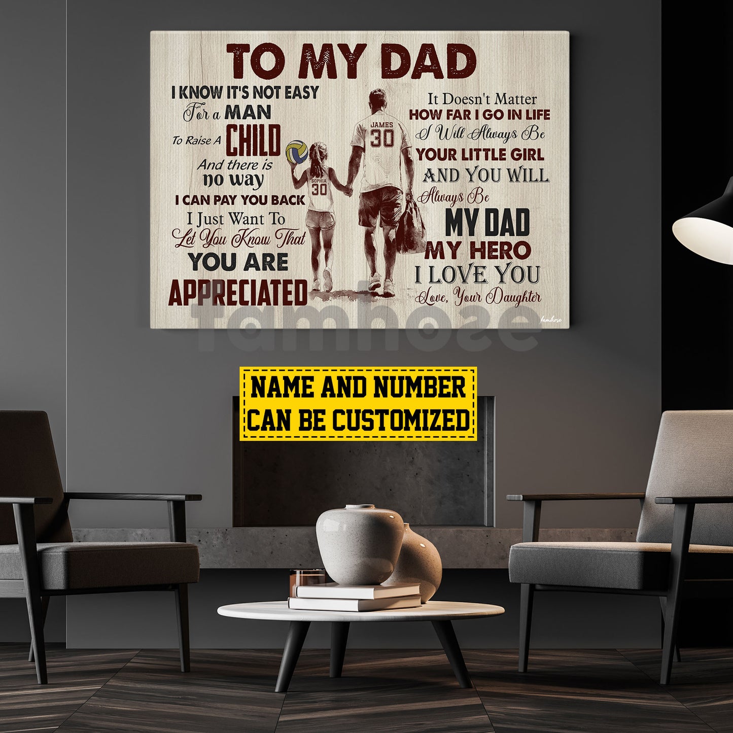 Personalized Volleyball Dad Girl Canvas Painting, To My Dad  I Know It's Not Easy Sport Wall Art Decor, Poster Gift For Volleyball Lovers