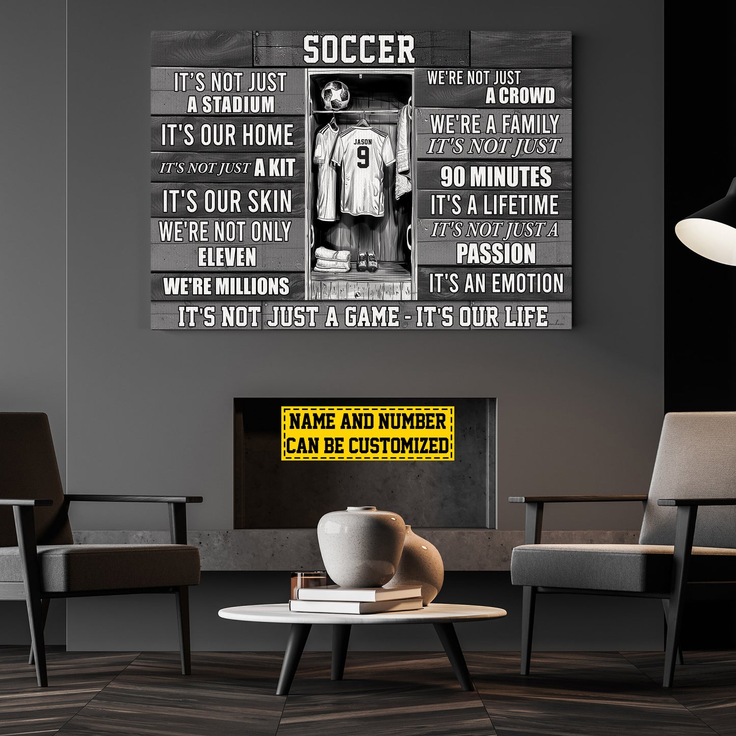 Personalized Motivational Soccer Canvas Painting, It's Not Just A Game, Sports Quotes Wall Art Decor, Poster Gift For Soccer Lovers